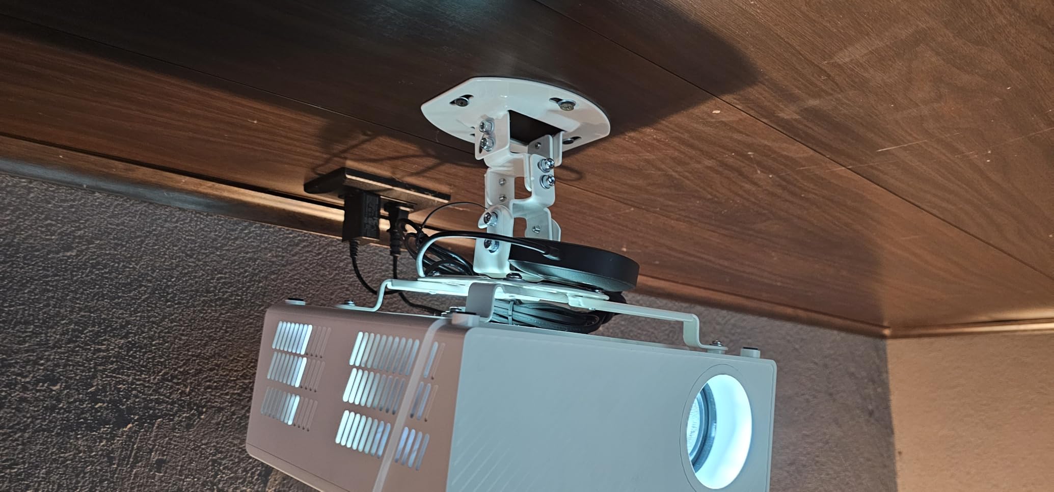 VIVO Universal Adjustable Ceiling Projector Mount, White, MOUNT-VP01W | Universal, Fits Regular and Mini Projectors, 12.5 inch Mounting Range, Holds 30 lbs customer photo 2