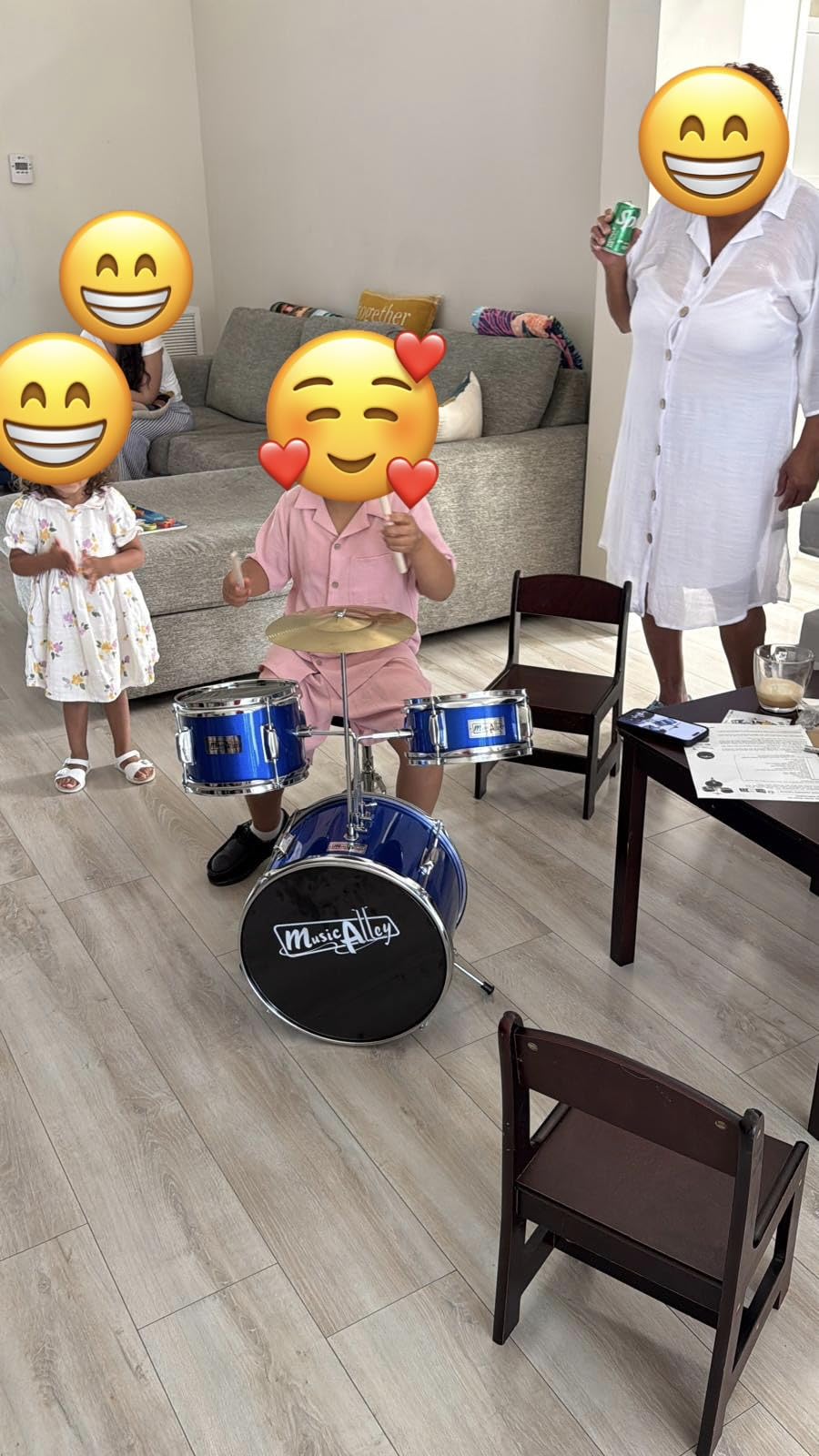Music Alley 3 Piece Kids Drum Set with Throne, Cymbal & Sticks, Black customer photo 1