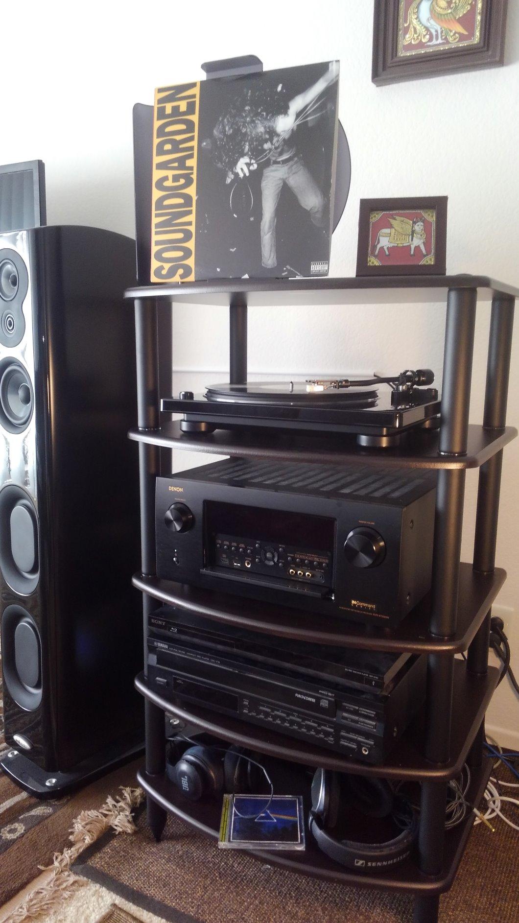 Pangea Audio Vulcan Four Shelf Audio Rack, Media Stand, and Components Cabinet, 4 Shelf, Rosenut Red customer photo 1