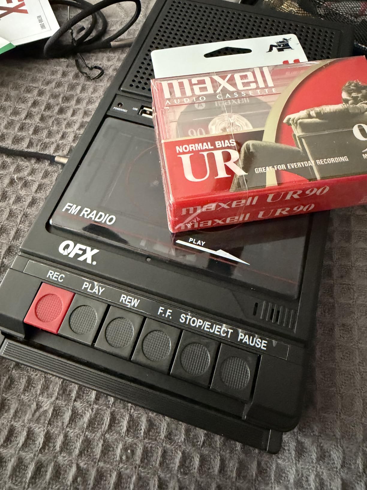 QFX RETRO-39 Portable Shoebox Cassette Tape Recorder - USB to Cassette Recording, Built-in Microphone, 3.5