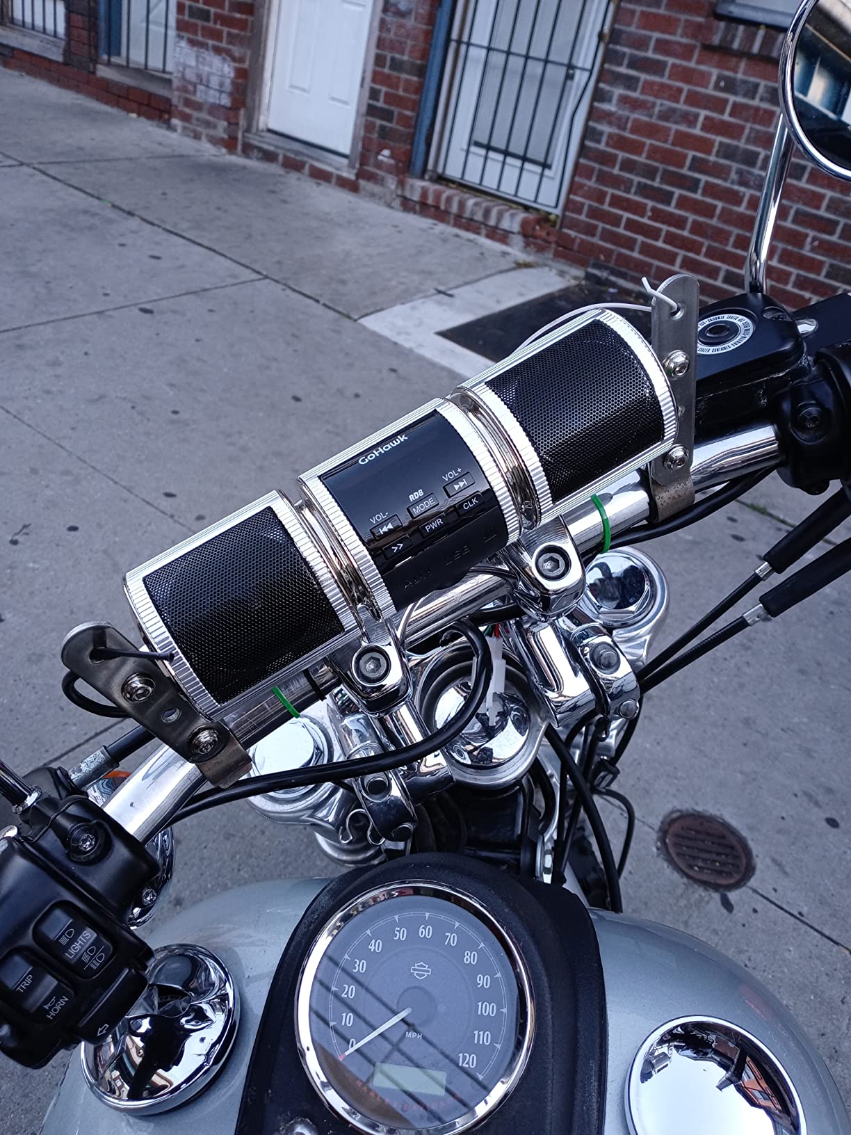 GoHawk Motorcycle Bluetooth Speakers, Waterproof Radio Audio System | Built-in Amplifier, FM Radio, AUX Input, USB, Great for ATV, Scooter Bike, 12 Volt Vehicle customer photo 2