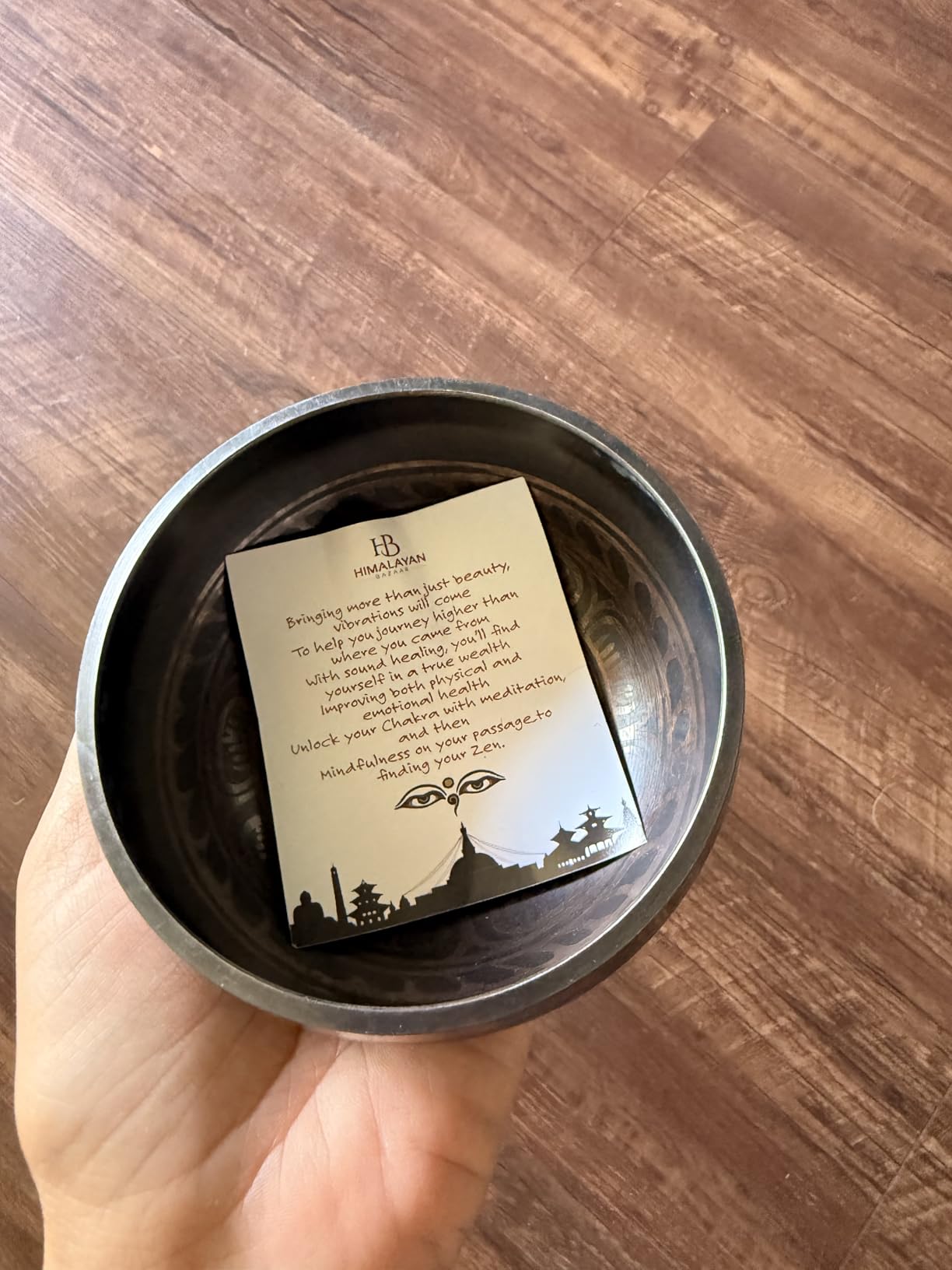 Tibetan Singing Bowl Set Bronze - Master Healing Grade - With Tibetan Thangka Art - Pure Tone By HIMALAYAN BAZAAR (Black & Yellow) customer photo 1