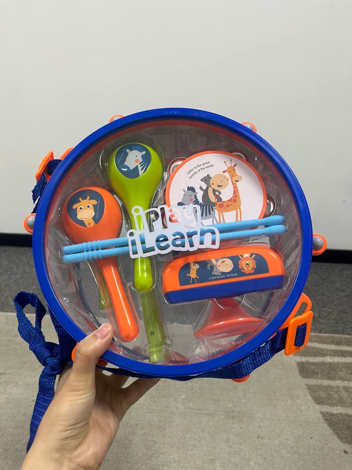 iPlay, iLearn Toddler Musical Instruments Toys, Kids Drum Set, Baby Trumpet, Percussion, Harmonica, Maraca, Flute, Tambourine customer photo 2