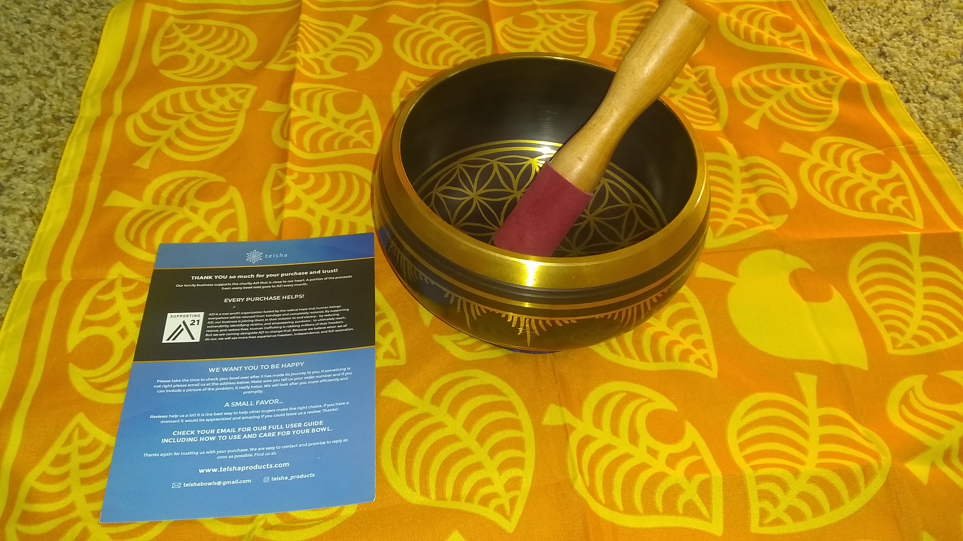 6 inch Flower of Life Design Singing Bowl with Mallet and Cushion. Tibetan Sound Bowls for Energy Healing, Mindfulness, Grounding, Zen, Meditation, Feng Shui customer photo 1