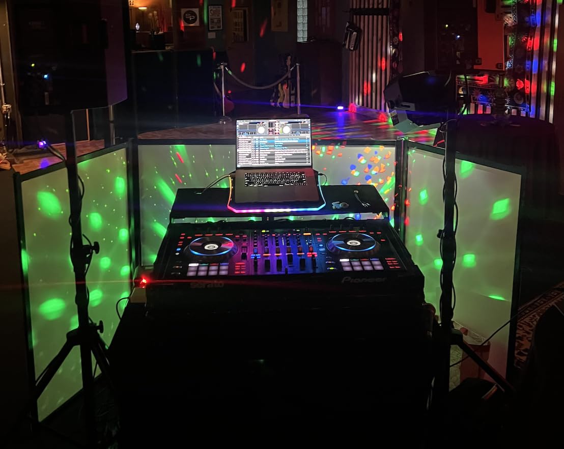 Rockville RFAAC 112 x 48 DJ Event Facade, Black Lightweight Aluminum Frame | 4 Foldable Panels, 360 Degree Rotation, Includes Bag and Scrims, Booth, Non-Slip Feet, 7 LBS, Expandable, Fire Retardant customer photo 2