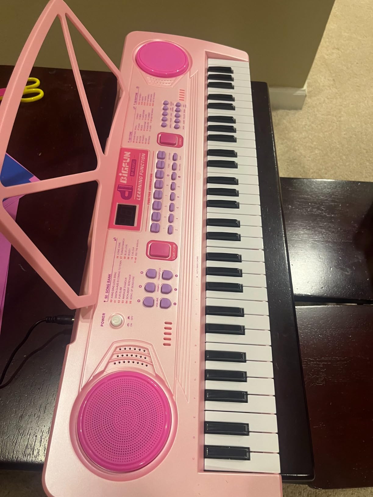 WOSTOO 61 Key Piano Keyboard for Kids, Portable 24.6-Inch Electronic Digital Piano with Follow Teaching Mode, Music Stand, Microphone & Recording, Educational Musical Instrument for Beginners, Pink customer photo 2