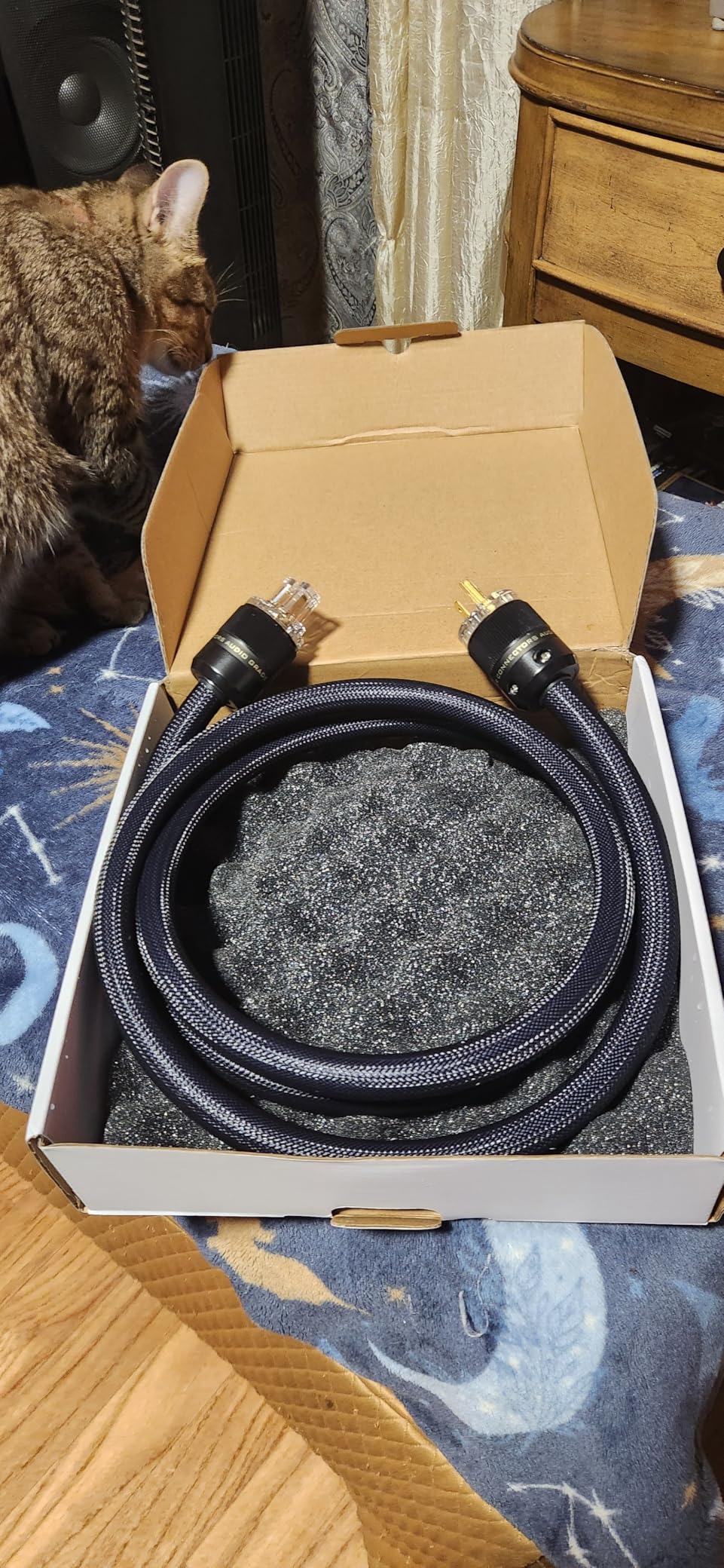 Audiocrast HiFi Power Cord, Hi-End Braided Sleeve Amplifier Power Cable - 10AWG - OD 17MM - Shielding, Audiophile High Fidelity AC Power Wire with Gold US Plug+IEC320 C13 Connector (4.9FT/1.5M) customer photo 1