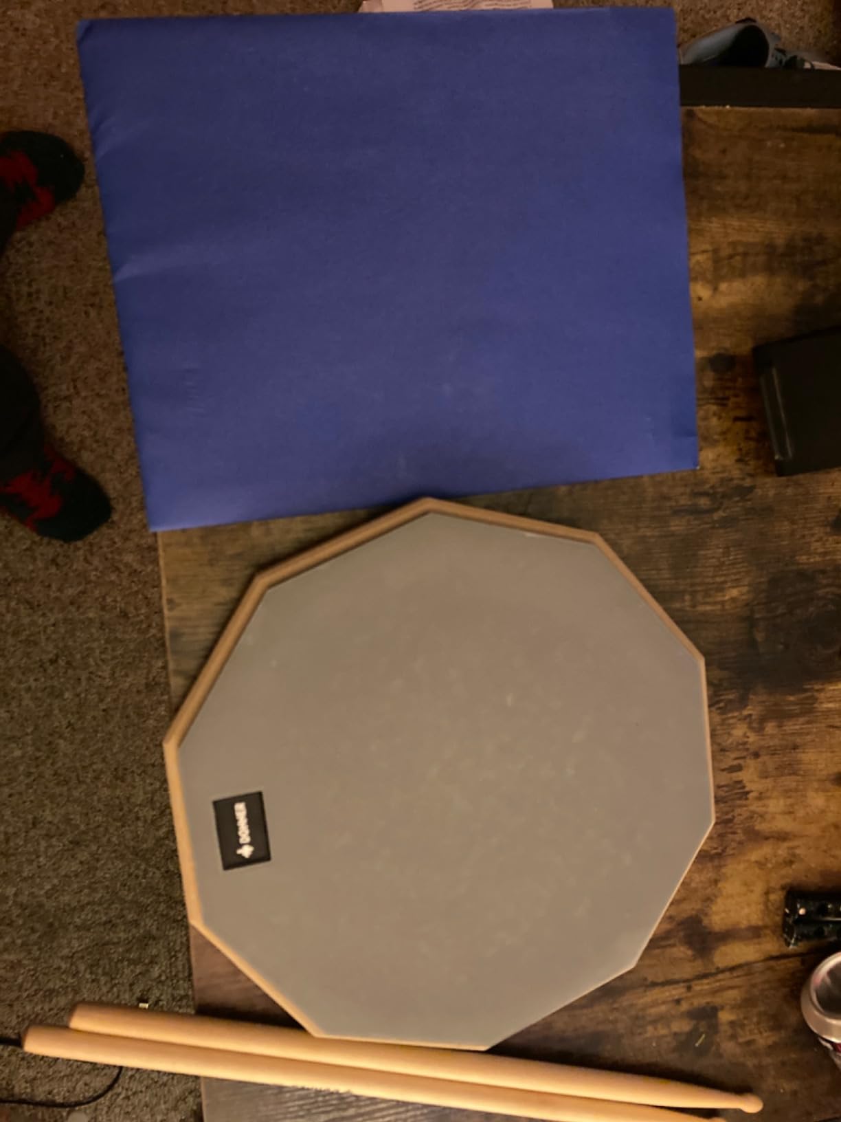 12 Inches Drum Practice Pad Silent Drum Pad Set Gray 2-Sided With Drum Sticks customer photo 1