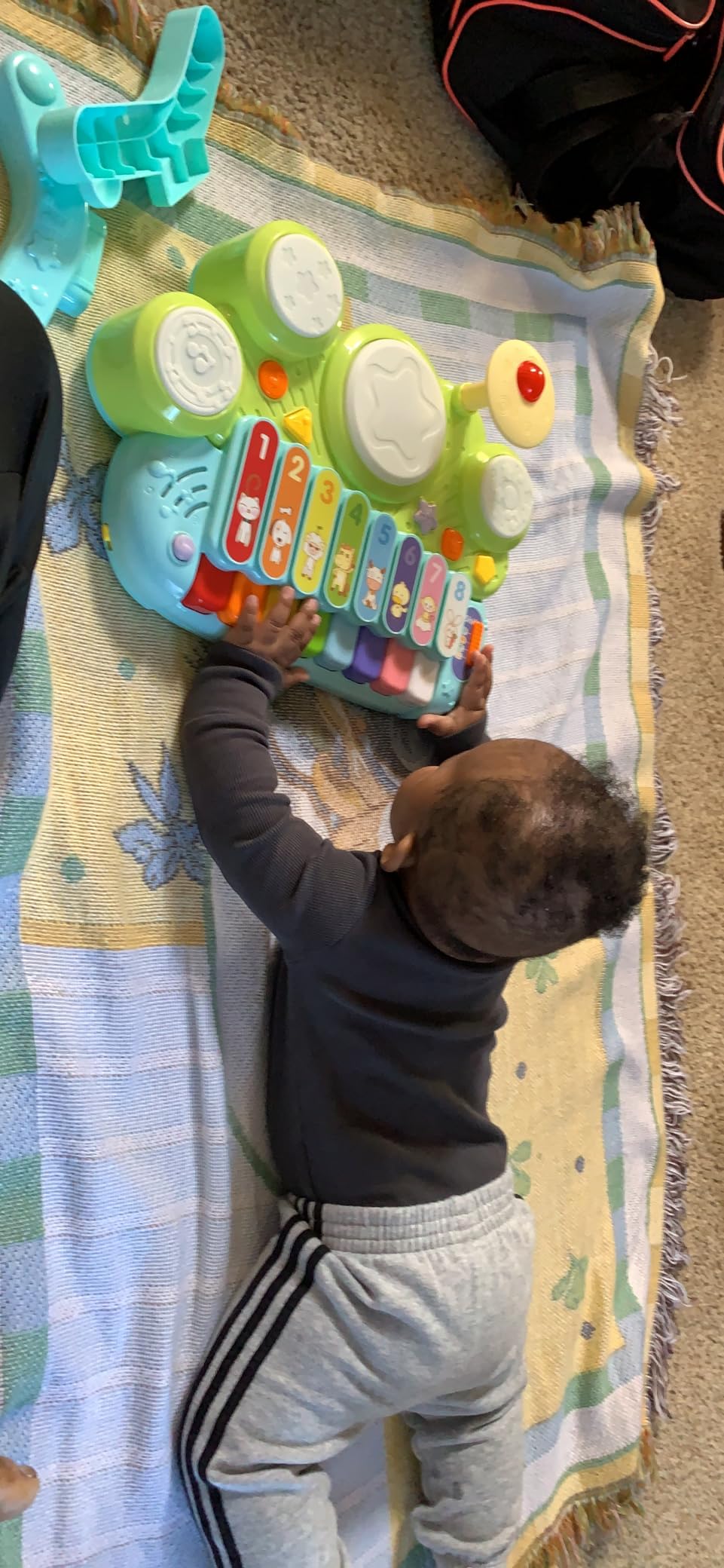 Baby Piano Drum Set for Toddlers 1-3, Musical Toys 3 in 1 Baby DJ Table Piano Keyboard Xylophone Instruments for 1 2 Year Old Boys Girls Music & Light Activity Table 6-12-18 Months Old Birthday Gifts customer photo 1