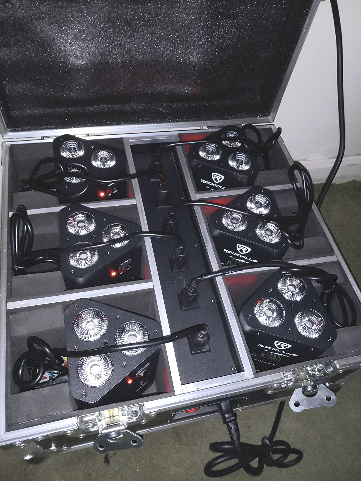 Rockville ROCKWEDGE Package White (6) Battery Wireless Par Lights with Charging Case, 6-in-1 RGBWA+UV, 7500mAh Battery, DMX Control, 6500 Lux Brightness, for DJs and Event Planners | Charging Case Included, 2.4GHz Wireless DMX, RGBWA and UV 6-in-1 LEDs, Remotes, Clamps, 8-Hour All-Color Runtime customer photo 1