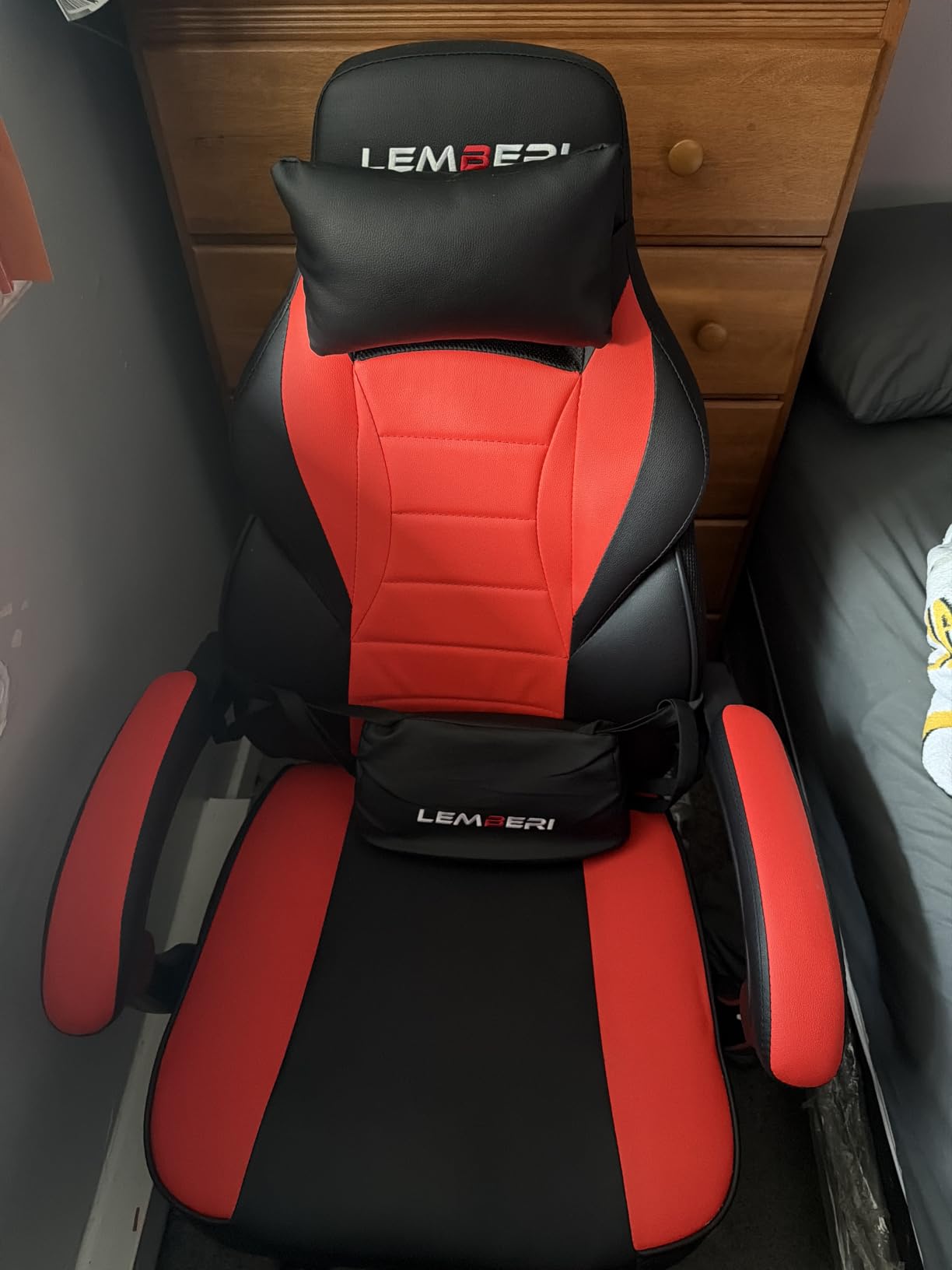 Ergonomic Gaming Chair with Footrest, 400lb Weight Capacity, Gray | Big and tall racing style computer video game chair for adults, PU leather with headrest and lumbar support customer photo 1