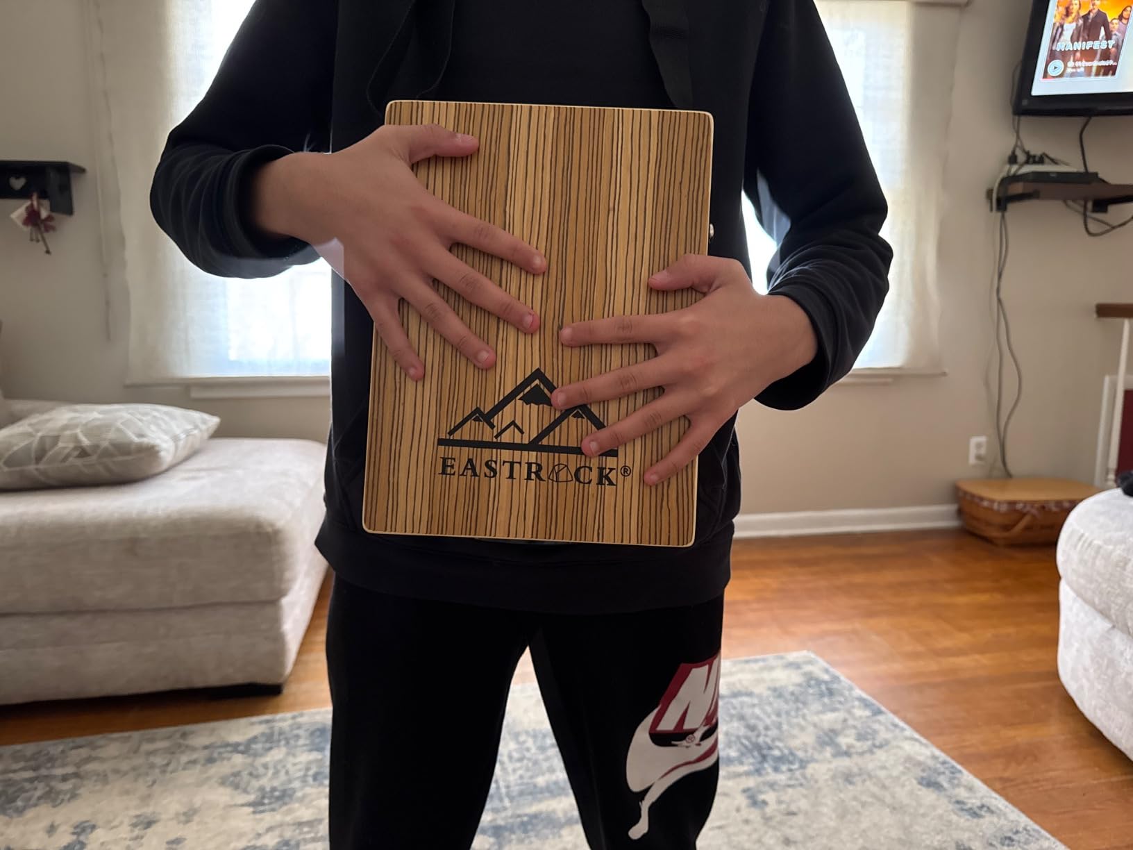 EastRock Portable Cajones Beat Box Hand Drum Cajon, Stringed Persussion Instrument Kit with a Carrying Bag, with Guitar Strings customer photo 1