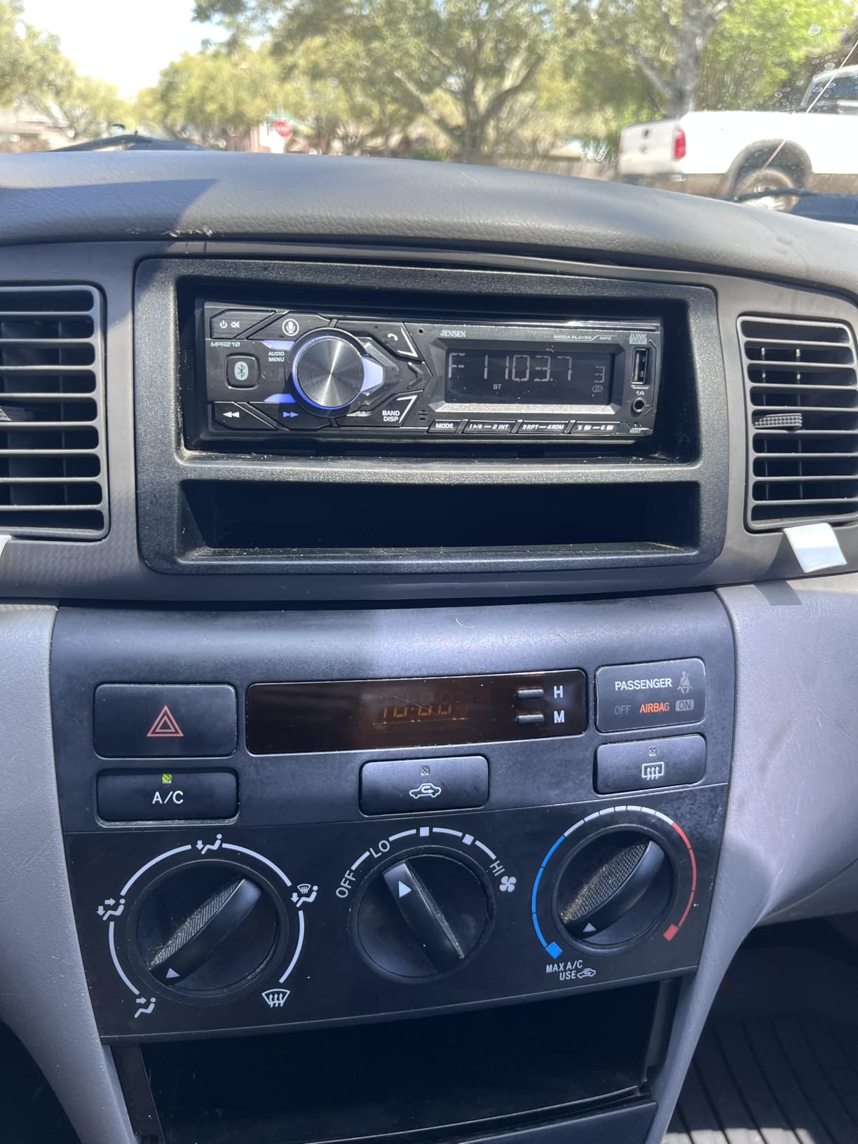 Jensen MPR210 Single DIN Bluetooth Car Stereo, Hands-Free, AM/FM, USB | Bluetooth hands-free calling and streaming, push-to-talk assistant, USB playback and charging customer photo 1
