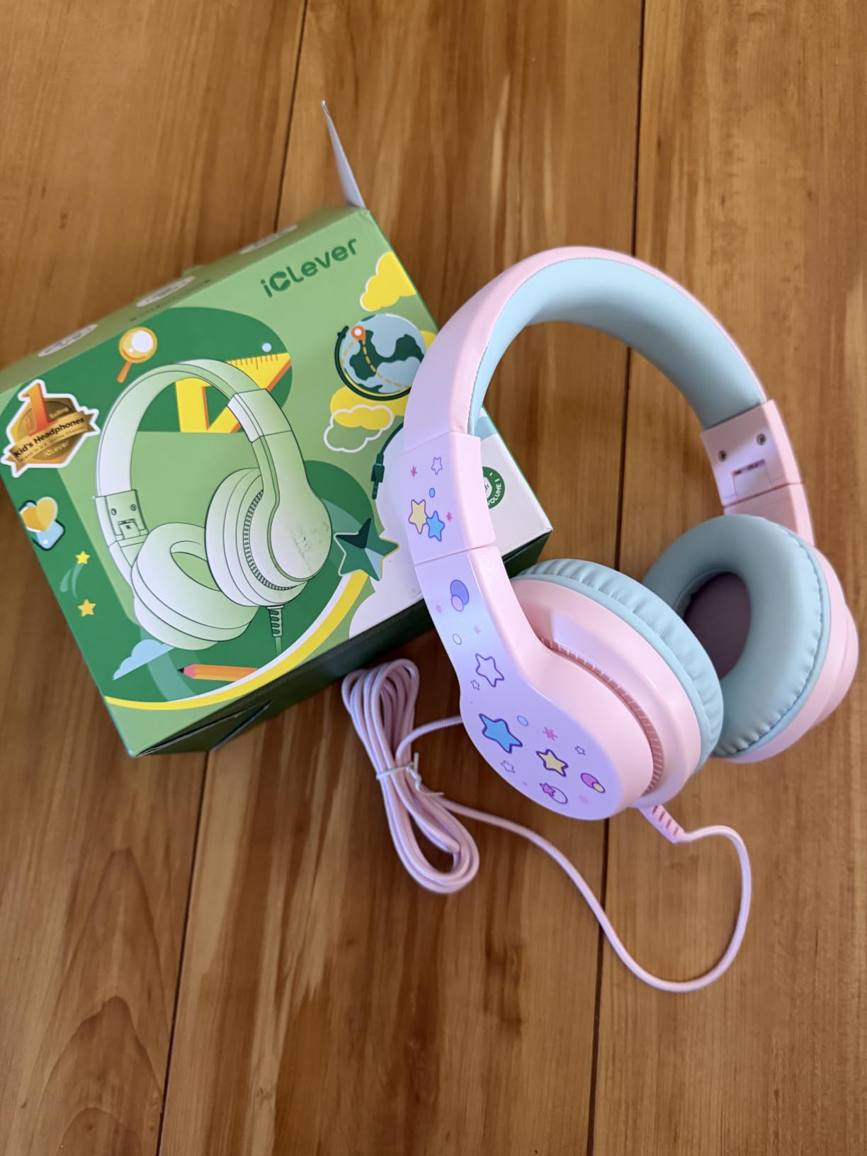 iClever HS19 Kids Headphones for School, Over-Ear for Toddler Boys Girls SafeSound Tech, HD Mic Stereo Sound, Kids Headphones with Cord, FunShare Foldable 3.5mm Wired for iPad Computer Travel customer photo 2