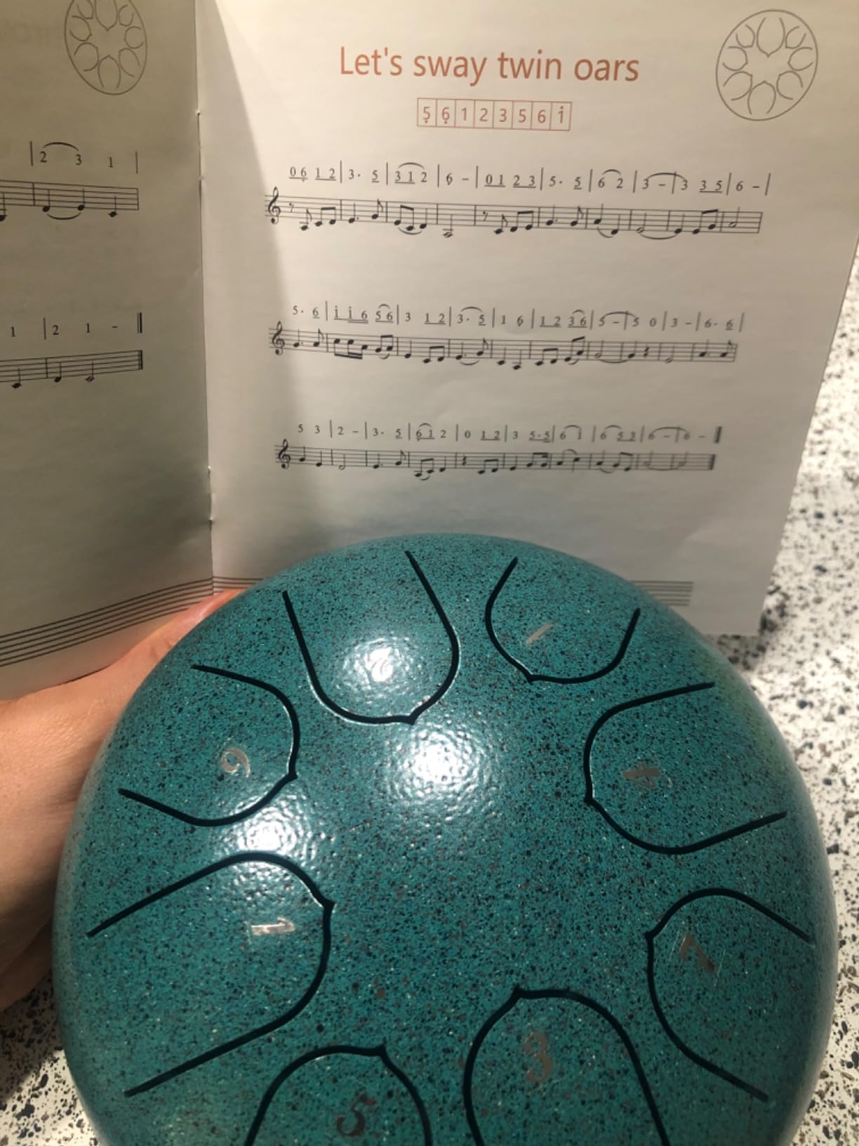Steel Tongue Drum 6 Inch 8 Notes Musical Instrument, Rain Drum Style (Malachite) customer photo 1