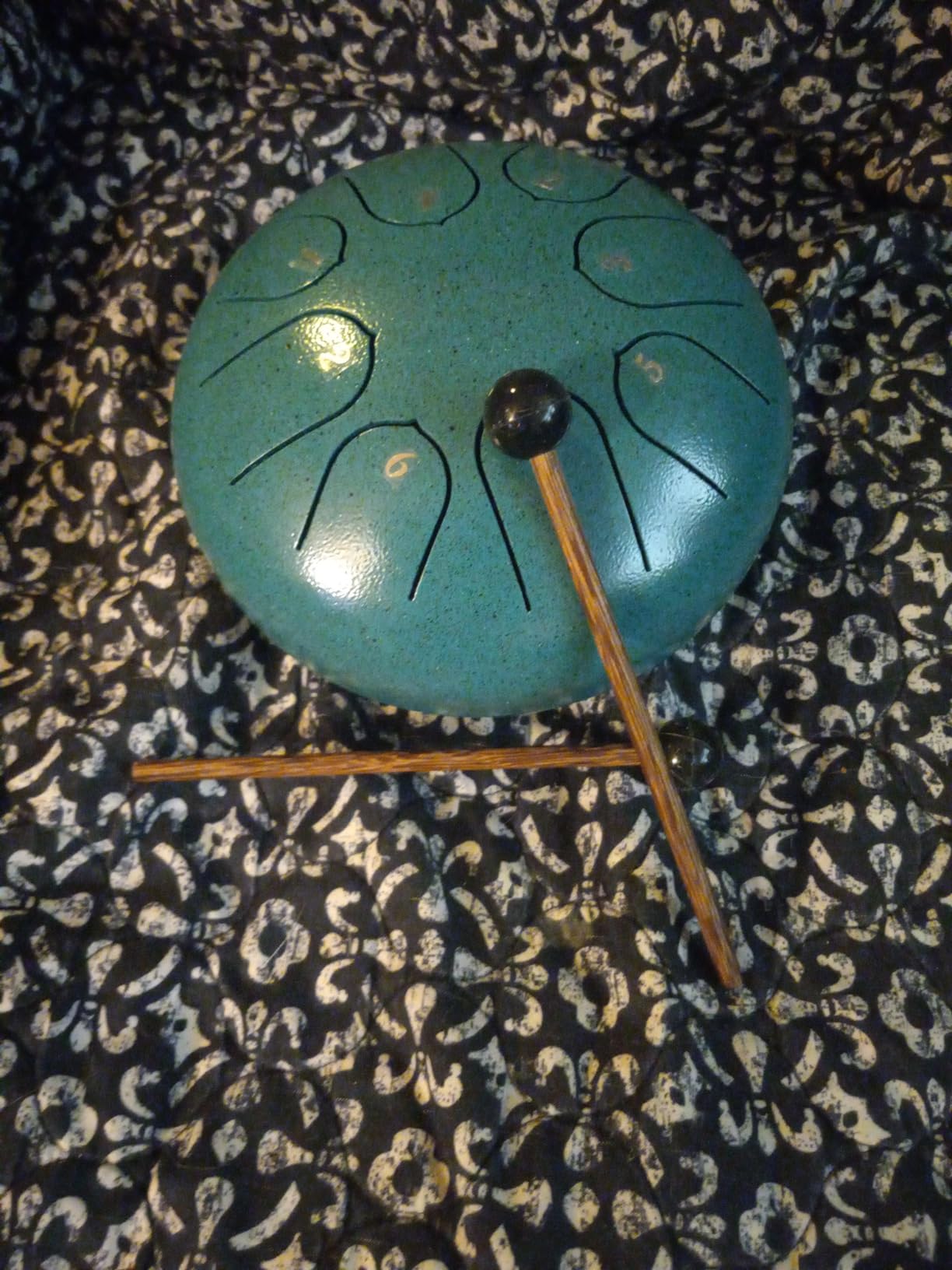 Steel Tongue Drum 6 Inch 8 Notes Musical Instrument, Rain Drum Style (Malachite) customer photo 2