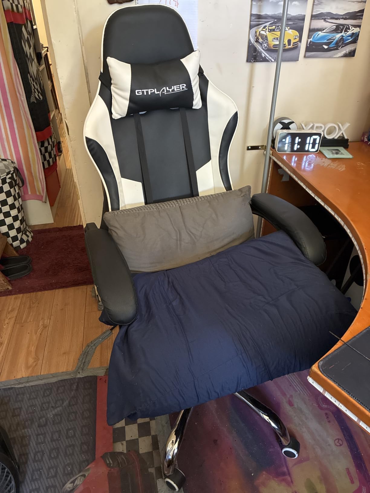 GTPLAYER Gaming Chair, Computer Chair with Footrest and Lumbar Support, Height Adjustable Game Chair with 360°-Swivel Seat and Headrest and for Office or Gaming (Faux Leather, Black) customer photo 2