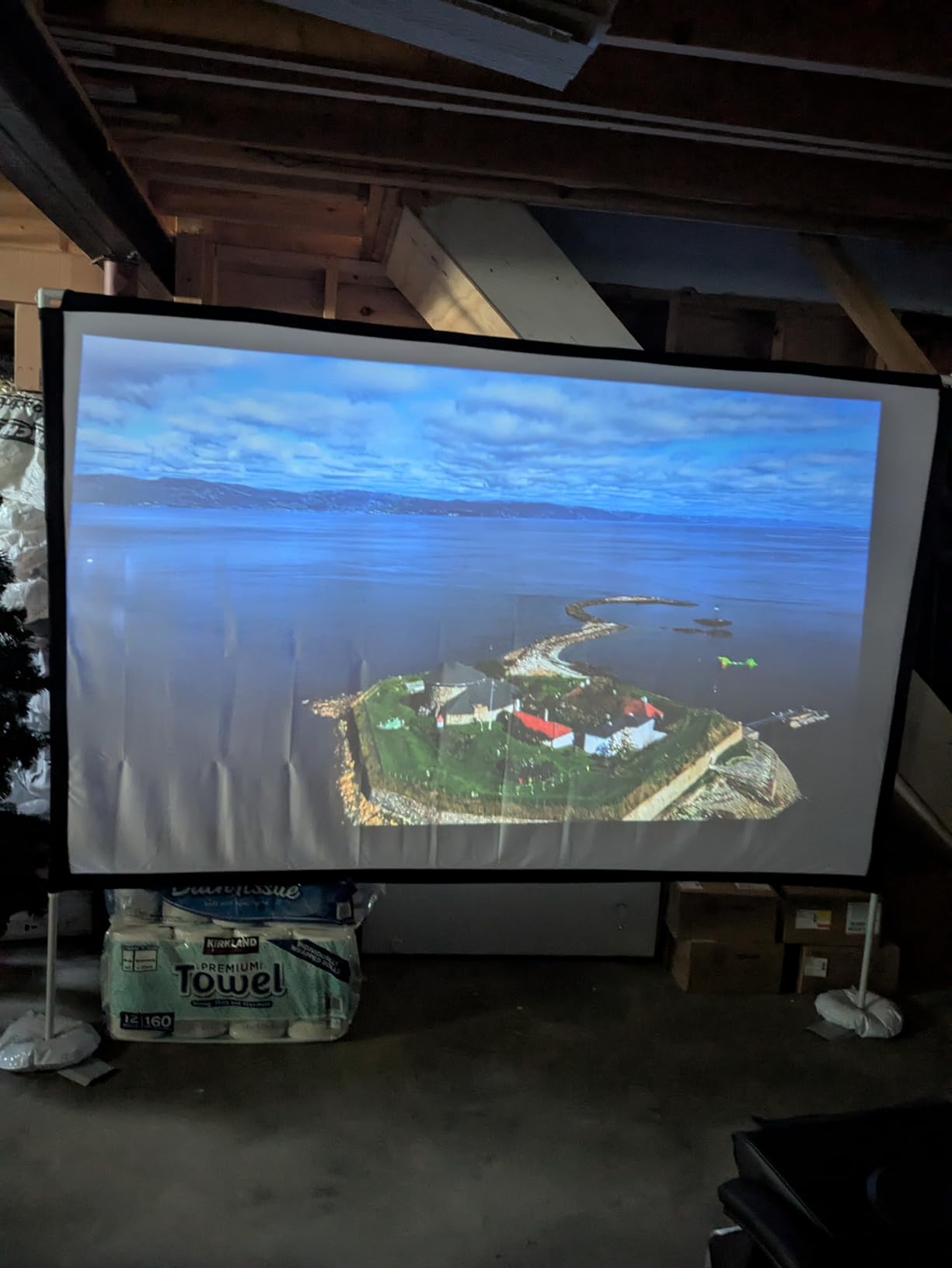 Projector Screen with Stand 120 inch Portable Projection Screen 16:9 4K HD Rear Front Projections Movies Screen with Carry Bag for Indoor Outdoor Home Theater Backyard Cinema Travel customer photo 2