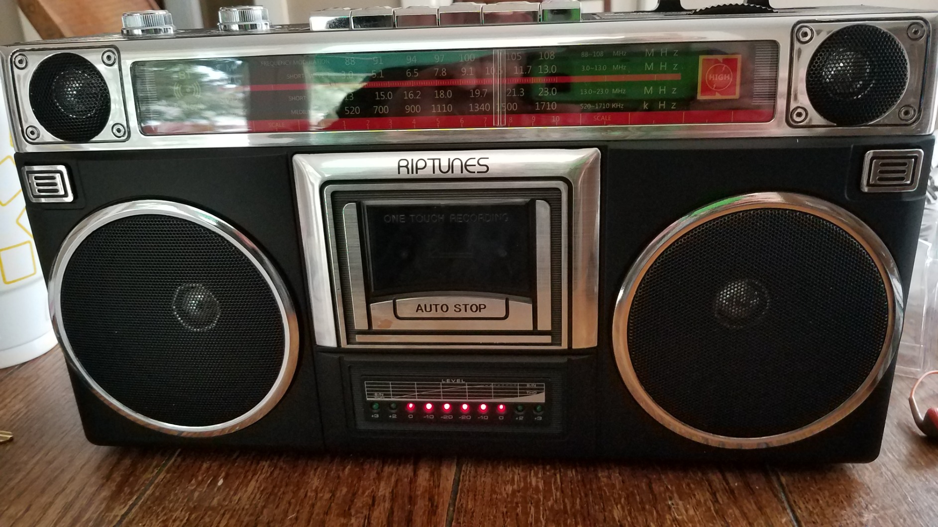 Boombox Radio Cassette Player Recorder, AM/FM-SW1/SW2 Radio, Wireless Streaming, USB/Micro SD Slots, Aux in, Headphone Jack, Convert Cassettes to USB/SD, Classic 80s Style Retro, Silver customer photo 2