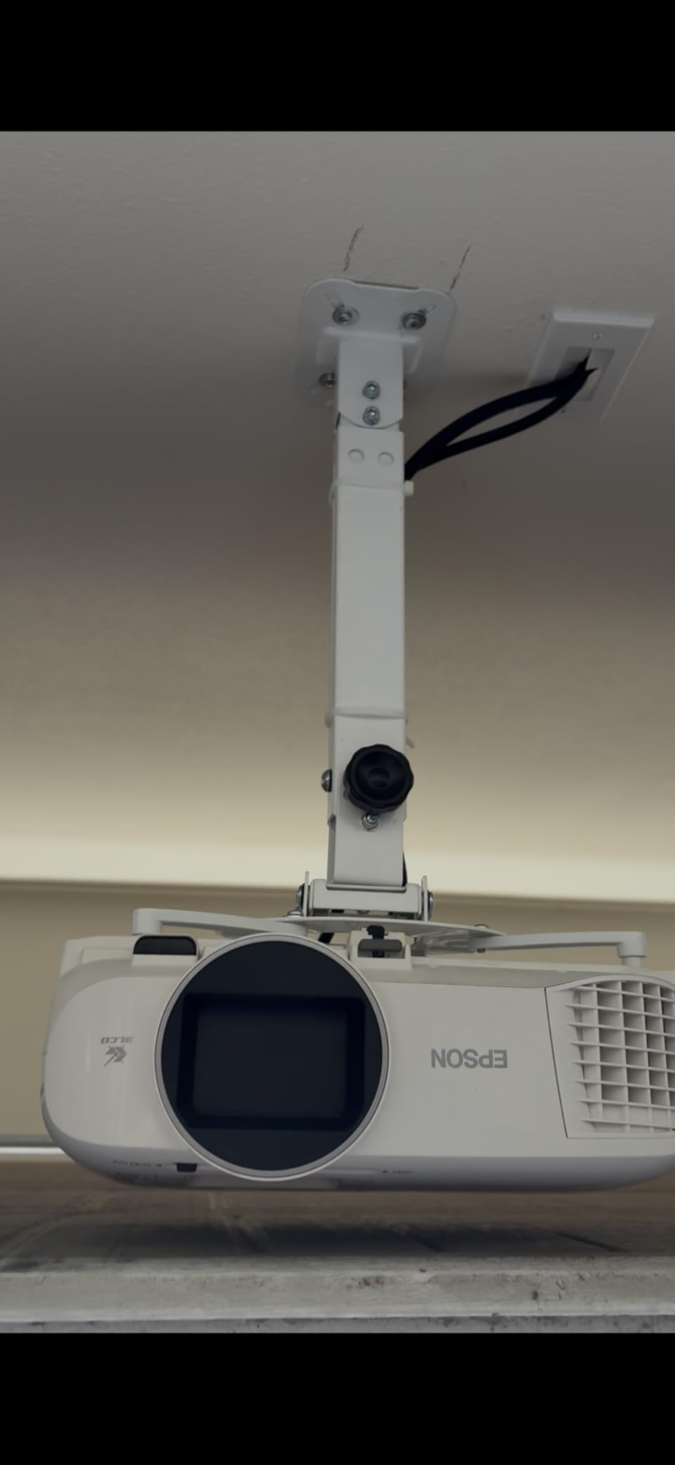 JOY worker Universal Projector Ceiling Mount, Adjustable Wall Mount Holder | 3-In-1 Projector Mount, Fits Flat or Sloped Ceiling, 360° Rotating with Extendable Arms for Home Office Projector, Black customer photo 1
