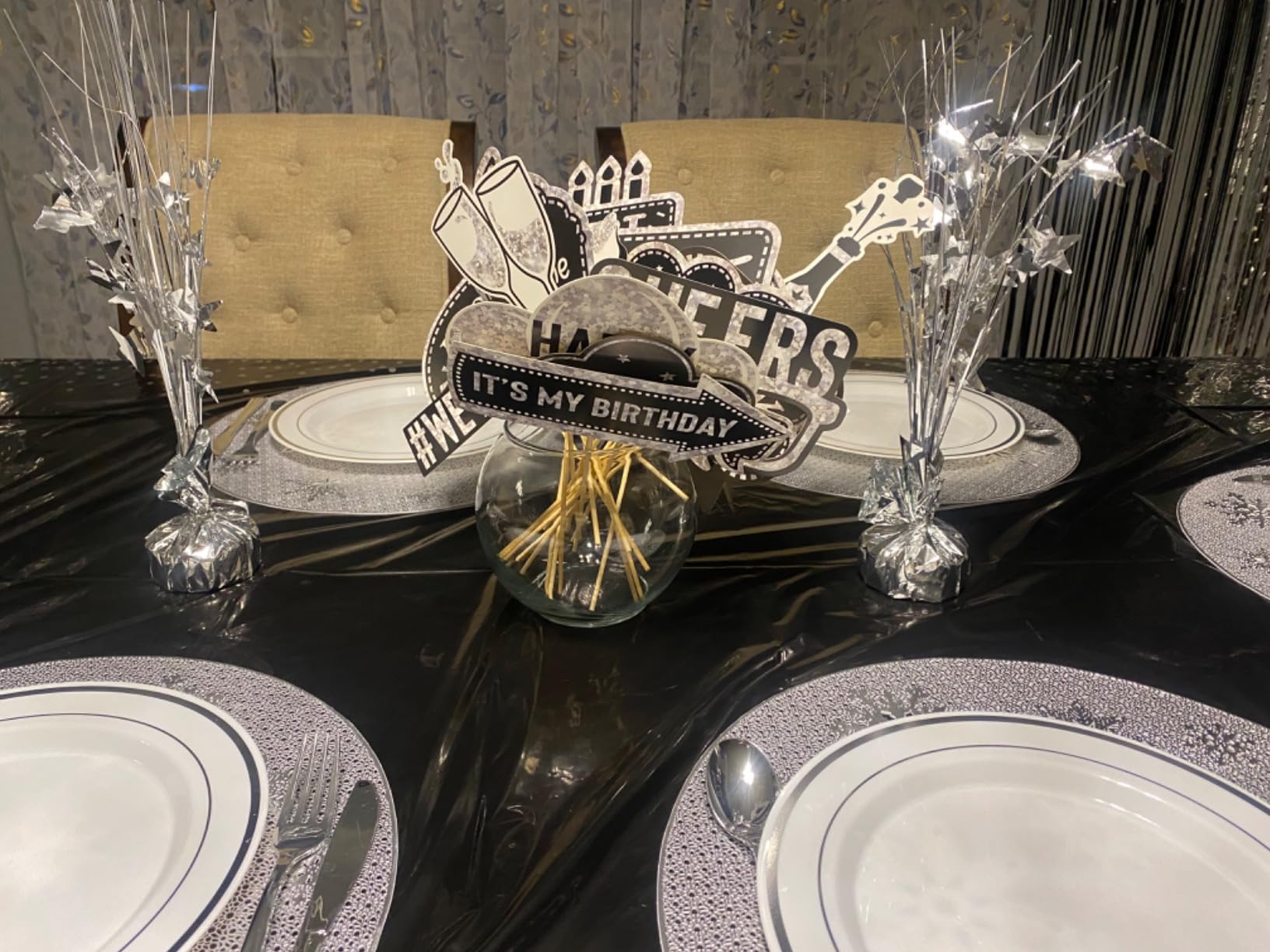 Outus 36 Pcs Birthday Photo Booth Props Kit Happy Birthday Graduation Wedding Party Favors Supplies Bday Party Decor (Gold and Black) customer photo 1