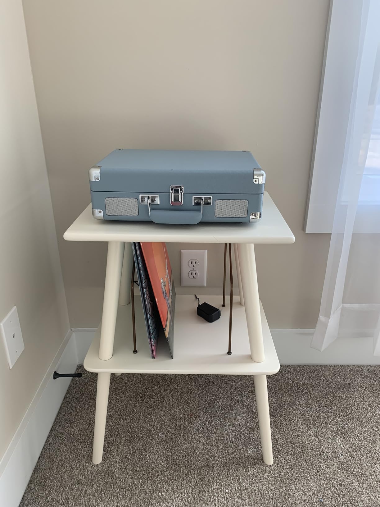Crosley Manchester Record Player Stand, Media Console with Vinyl Storage, Modern Home Organizer, Black customer photo 1
