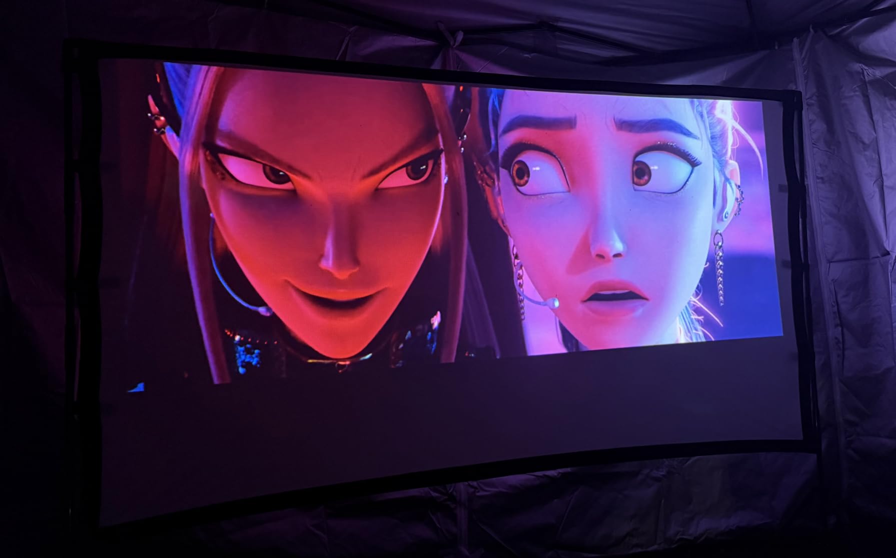 TOWOND Projector Screen with Stand, 100 inch Outdoor Projector Screen Portable Indoor Projection Screen 16:9 4K Rear Front Movie Screen with Carry Bag for Home Backyard Theater 100 inch customer photo 1