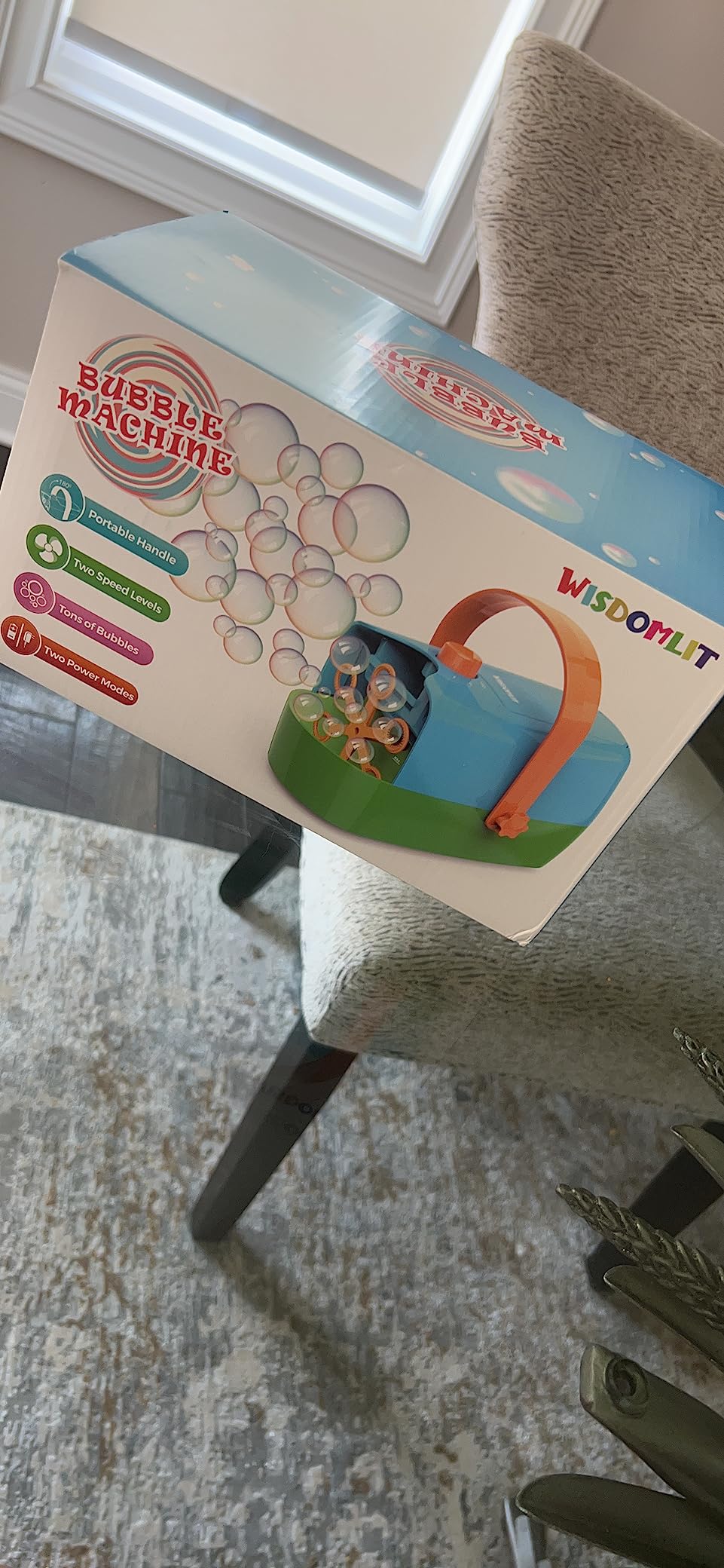 Wisdomlit Bubble Machine, Automatic Bubble Blower, 3-in-1 Bubble Maker | 3 Replaceable Bubble Wands, 3 Power Modes, Dual-speed Control, Small | Medium | Big Bubbles for Indoor Outdoor Birthday Party customer photo 2