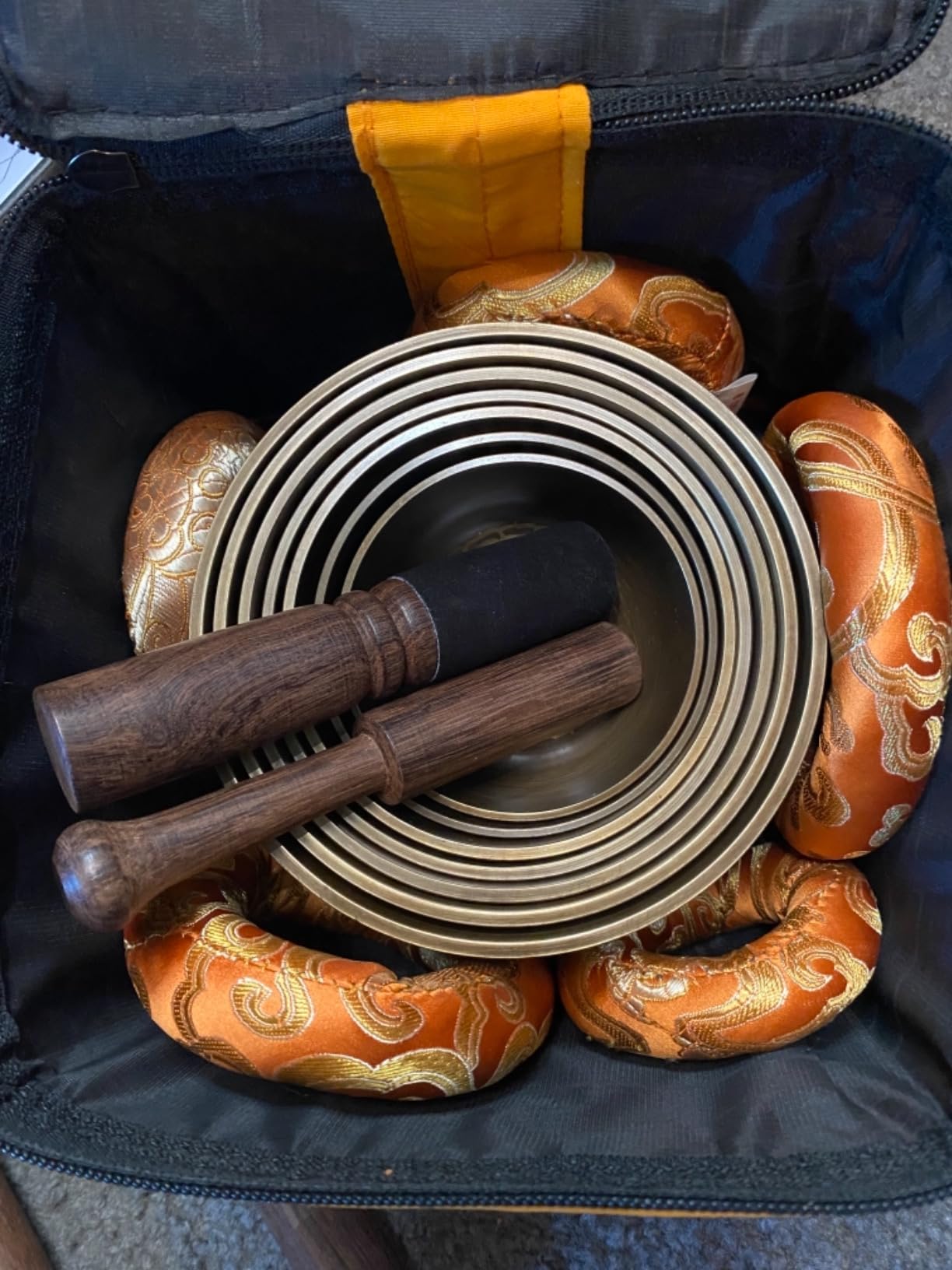 Tibetan Singing Bowl Set of 7, Handmade Singing Bowl for Meditation & Holistic Healing, Yoga Accessories, 3-5