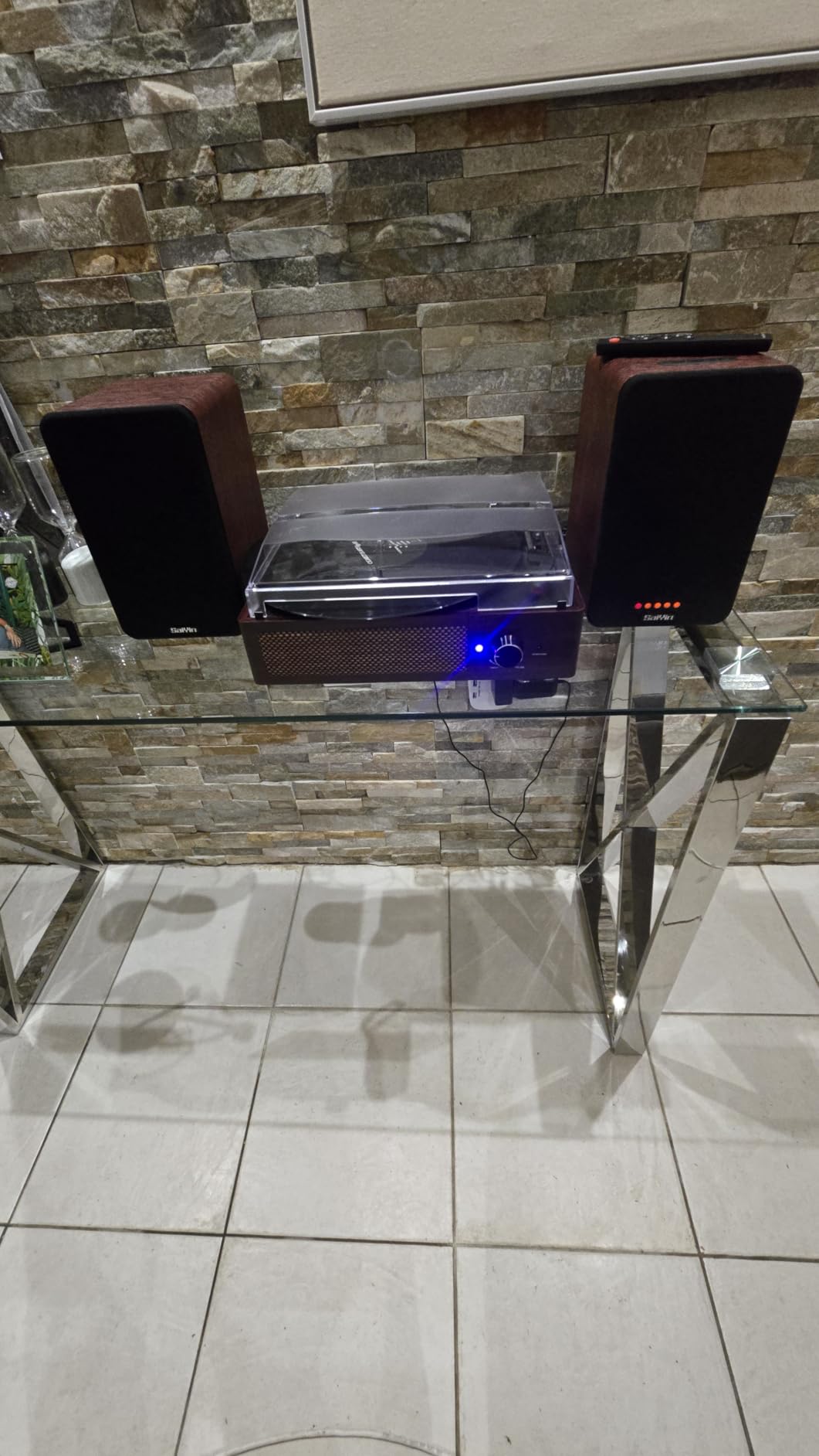 Saiyin Powered Bluetooth Bookshelf Speakers | 40W*2, 4 Inch Woofer, Bluetooth/Optical/Auxiliary/RCAInputs,Sub Out, TV/Turntable/Record Player/PC/Computer customer photo 1