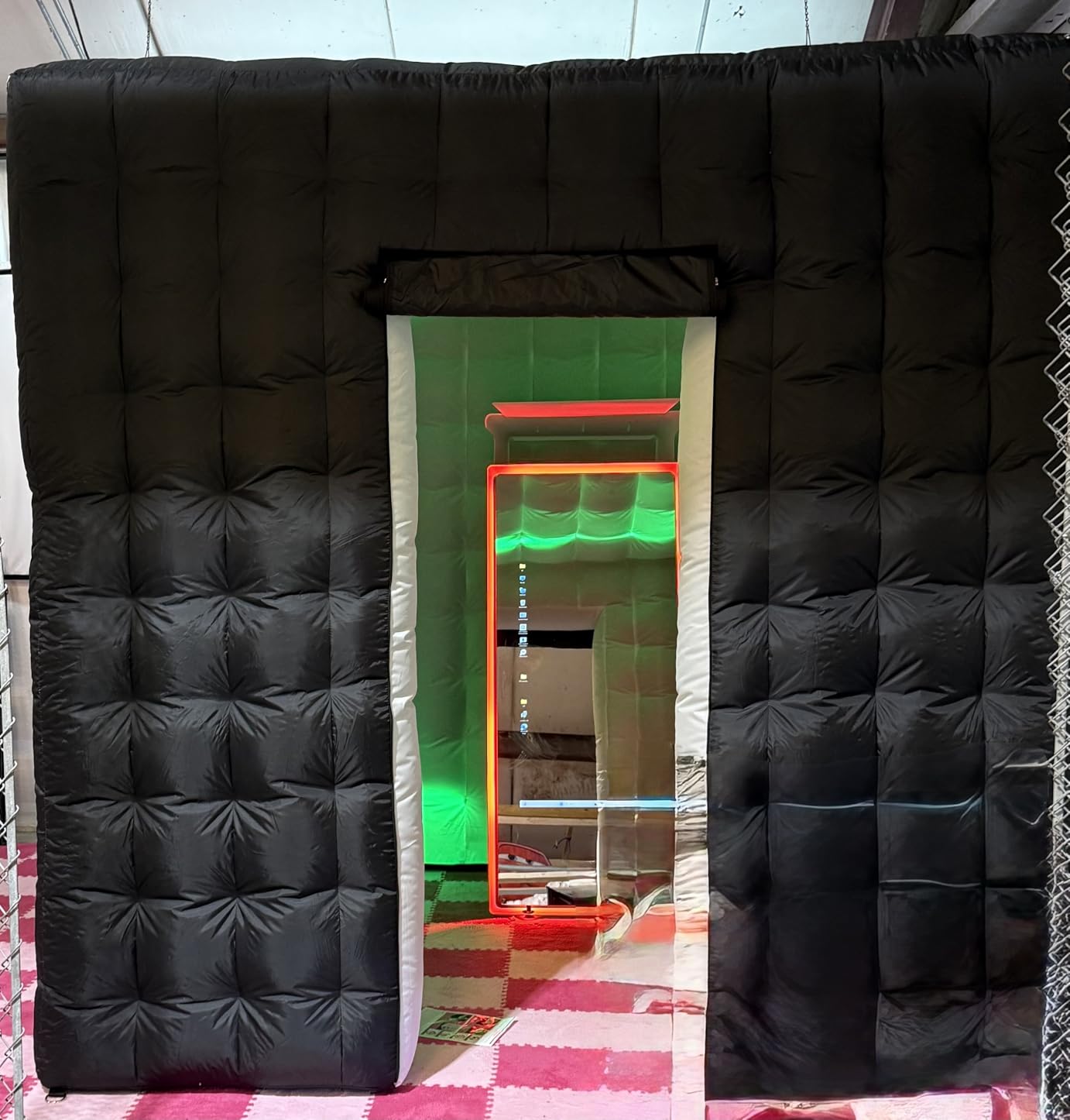Inflatable Photo Booth, 16 Colors LED 8.2 x 8.2ft, Black | Portable Enclosure Dimmable Shooting Photobooth Tent Kit with 2 Doors and Inner Air Blower, Remote Controller, Carry Bag customer photo 1