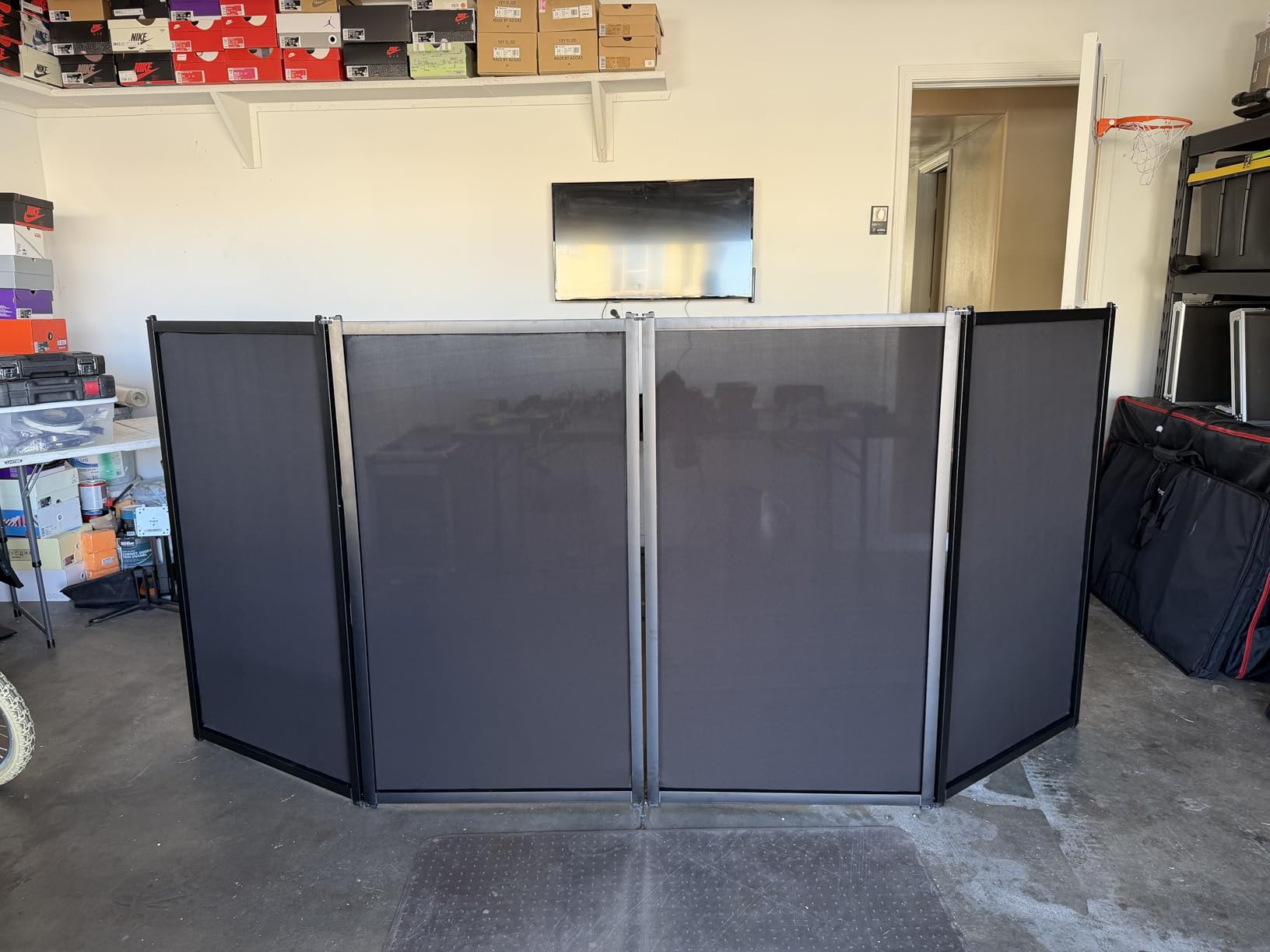 PRORECK DJ Foldable Facade Portable Event Booth Panels 4 Detachable Black Metal Frame Projector Display Scrim Panel with Carry Bag (black and white) customer photo 1