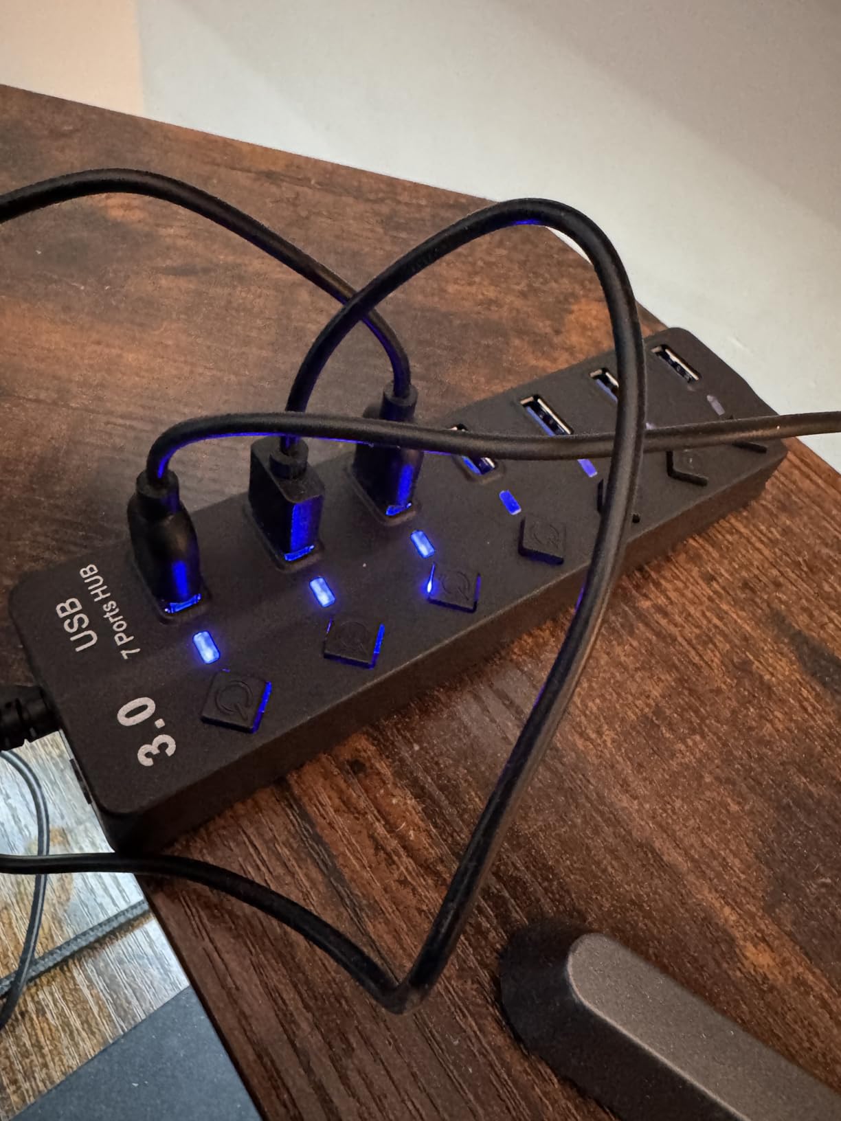 PANPEO 7-Port USB 3.0 Data Hub Splitter with 3ft Long Cable, USB Extension for Laptop, PC Computer, with LED Individual On/Off customer photo 2