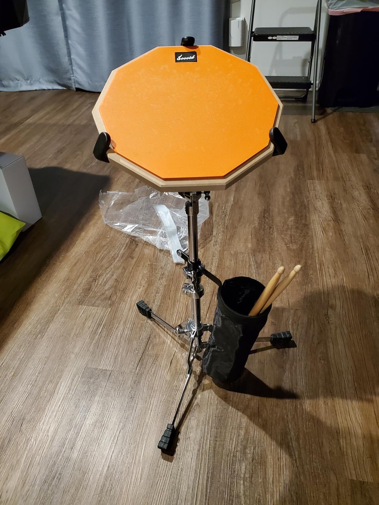 12 Inches Drum Pad and 5A Drum Sticks, Double Sided Snare Drum Practice Pad for Drummers, Silent Practice Drum Pad with Storage Bag - Gray customer photo 2