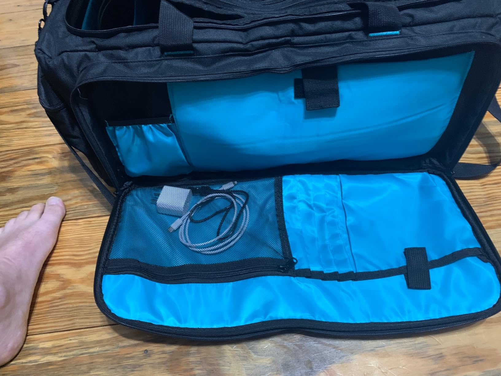 Large DJ Bag Built-in Sturdy Support Board, DJ cable bag with 9 Detachable Divider & Padded Shoulder Strap, gig bag for Professional DJ Gear, Musical Instrument and Accessories customer photo 2