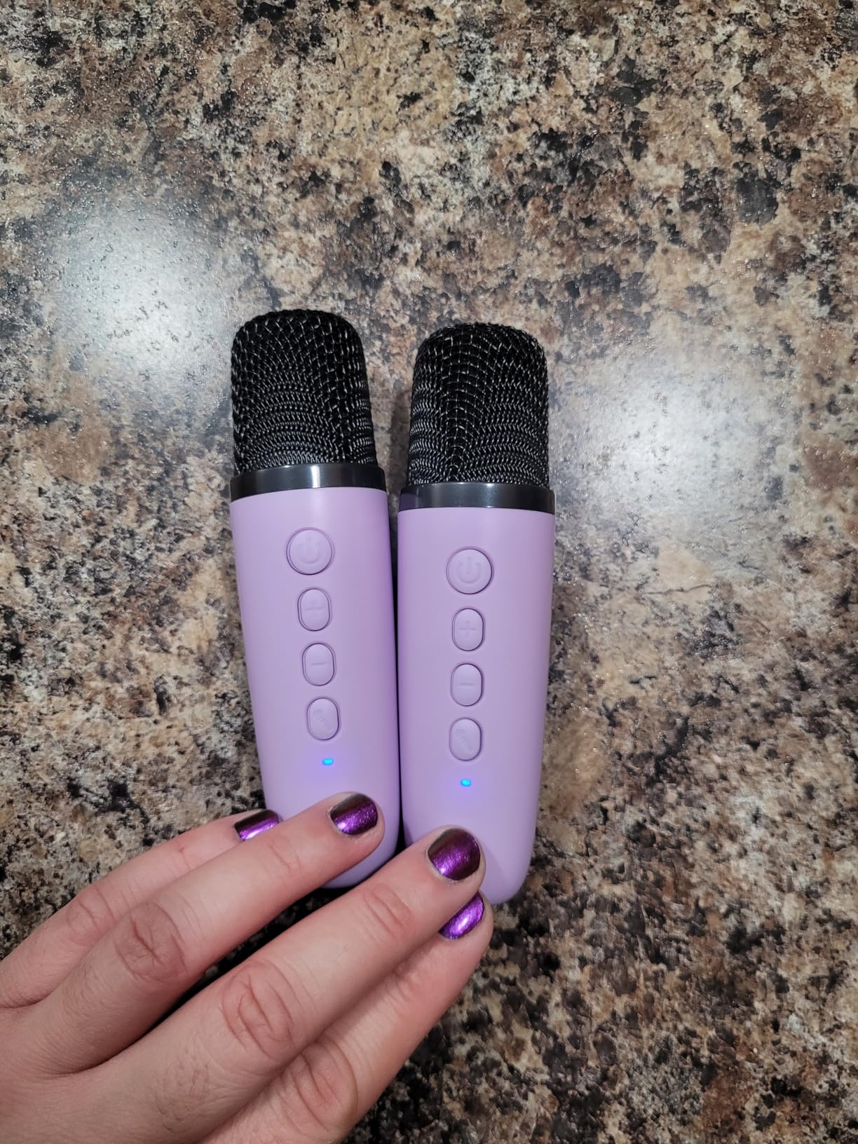 Mini Karaoke Machine,Portable Bluetooth Speaker with 2 Wireless Microphones | 360° Surround Sound,5 Voice Effects,Bluetooth 5.0,LED Lights, TF/USB/AUX, For Kids and Adults, Family Home Party and Gifts customer photo 1