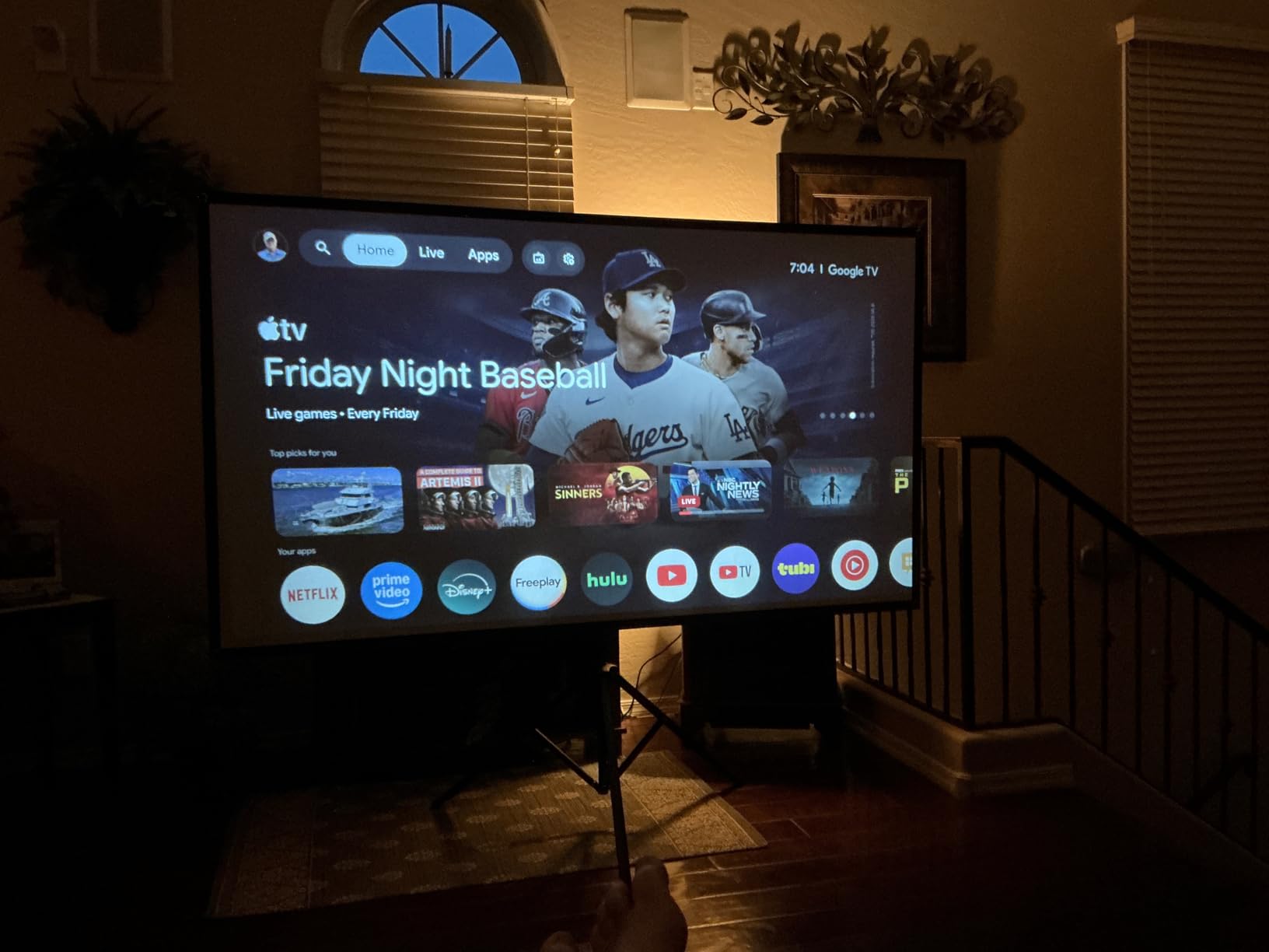 Projector Screen with Stand, 80 Inch Portable Projector Screen Outdoor Indoor, 1.2 Gain Fiberglass Projection Screen, 16:9 Outdoor Movie PVC Screen with Carrying Bag for Movie Night (White Screen) customer photo 1
