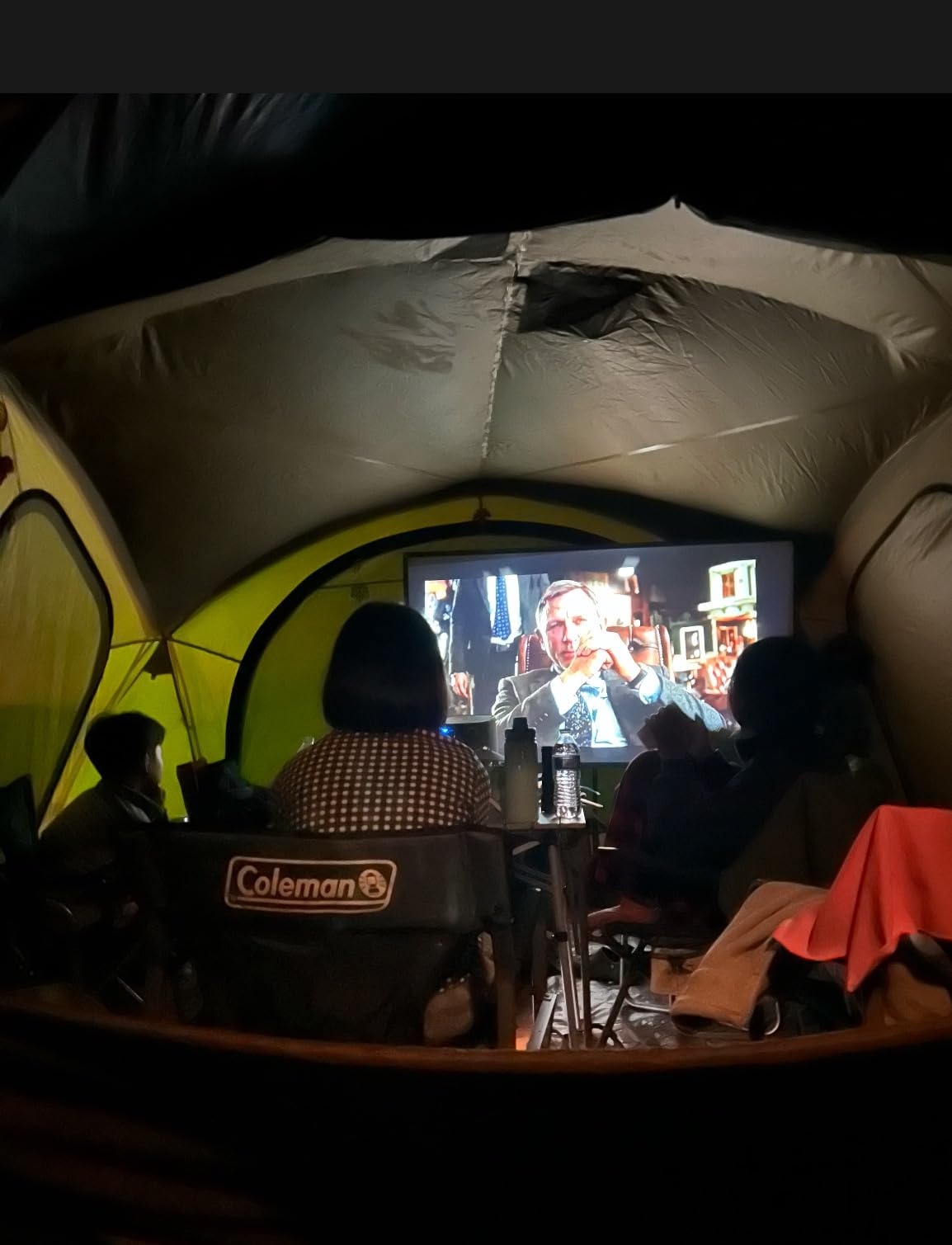 Projector Screen with Stand, 80 Inch Portable Projector Screen Outdoor Indoor, 1.2 Gain Fiberglass Projection Screen, 16:9 Outdoor Movie PVC Screen with Carrying Bag for Movie Night (White Screen) customer photo 2
