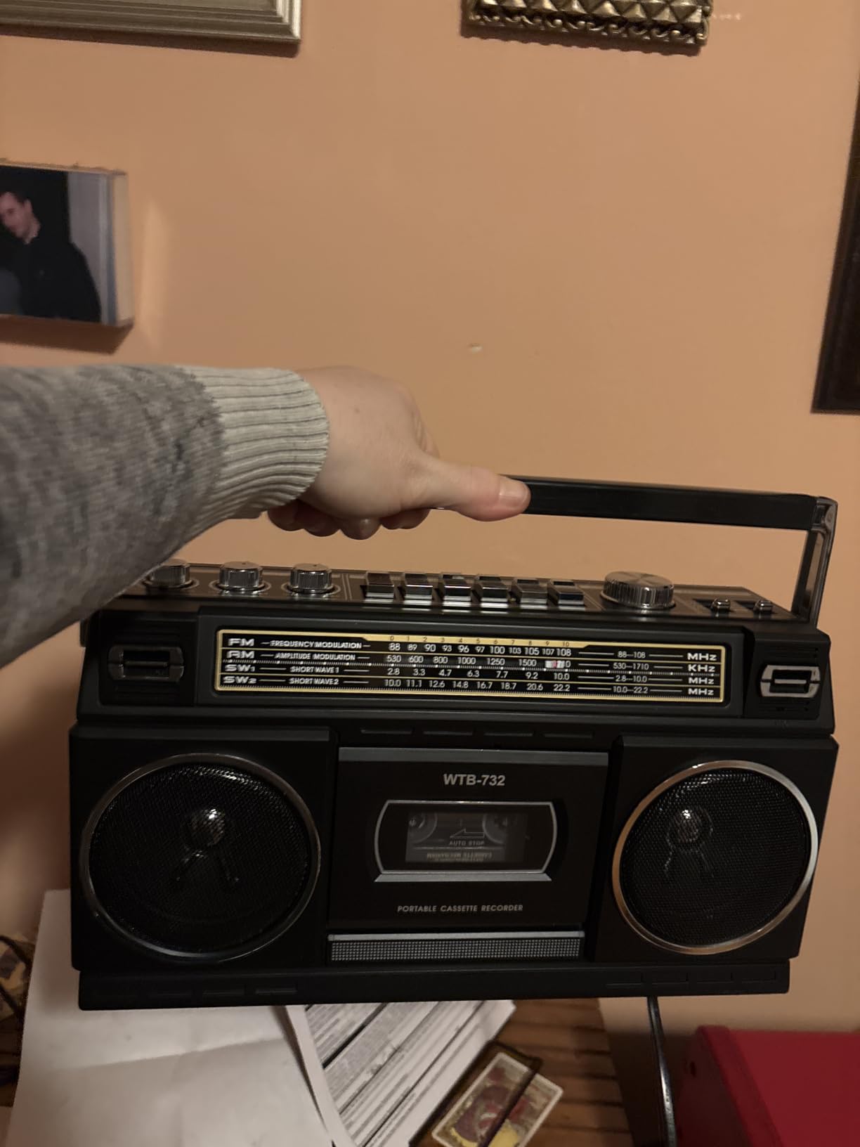 Portable Retro Stylish Cassette Player Recorder Boombox with Bluetooth, USB, AM/FM Radio, Tape Player/Recording, Cassette to MP3 Converter, Earphone Jack, AC/DC Powered (Teal) customer photo 1