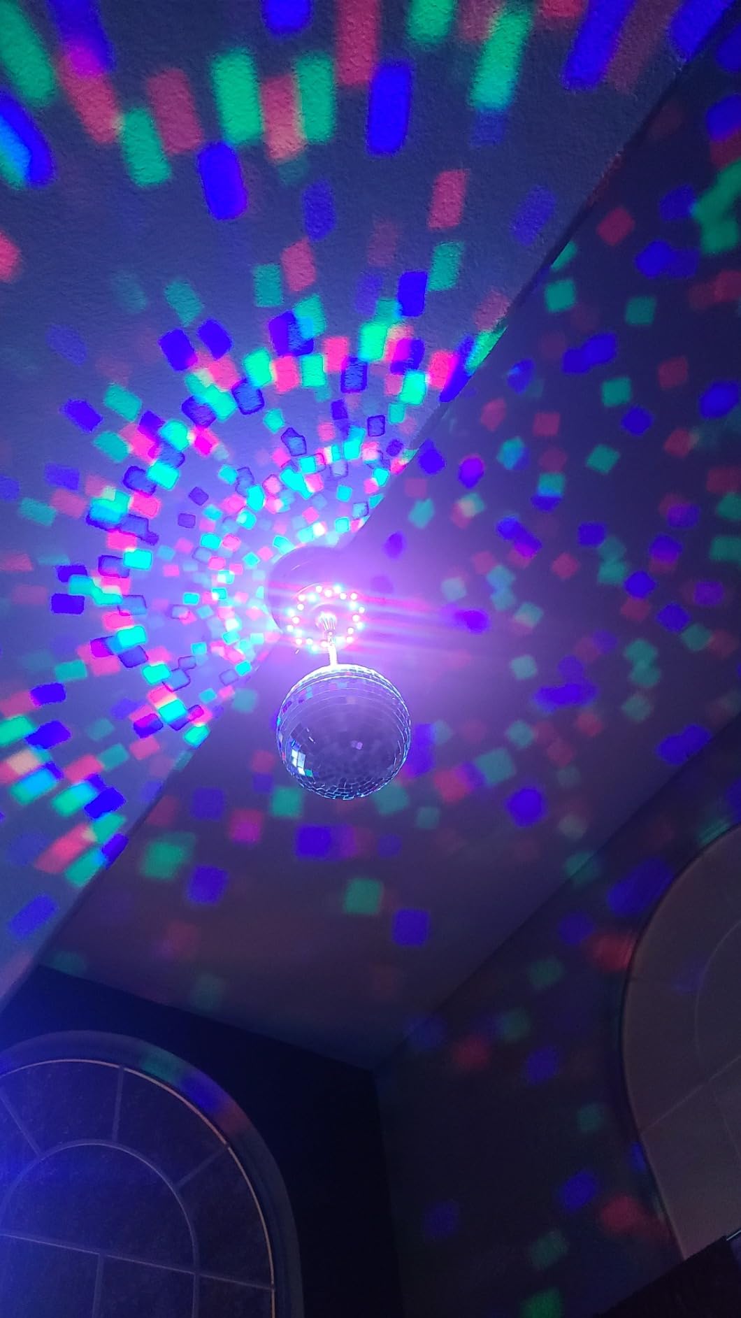 5 RPM-9 RPM Adjustable Mirror Ball Rotating Motor with 24 RGB Led Light for 4 6 8 12