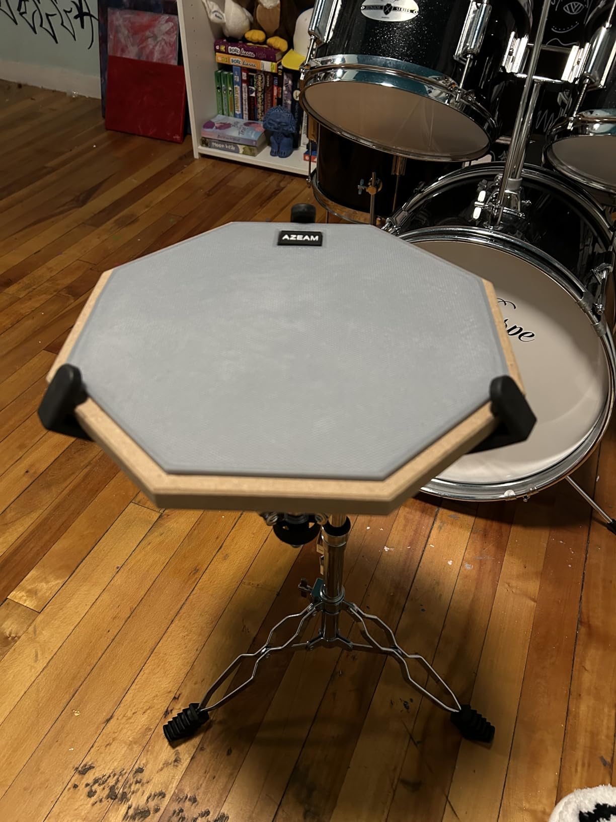 AZEAM 12 Inch Drum Practice Pad Snare Drum Stand Set | Double Sided Silent Drum Pad, Adjustable Snare Drum Stand, 5A Drumsticks Included, Portable Drum Backpack, For Beginners customer photo 1