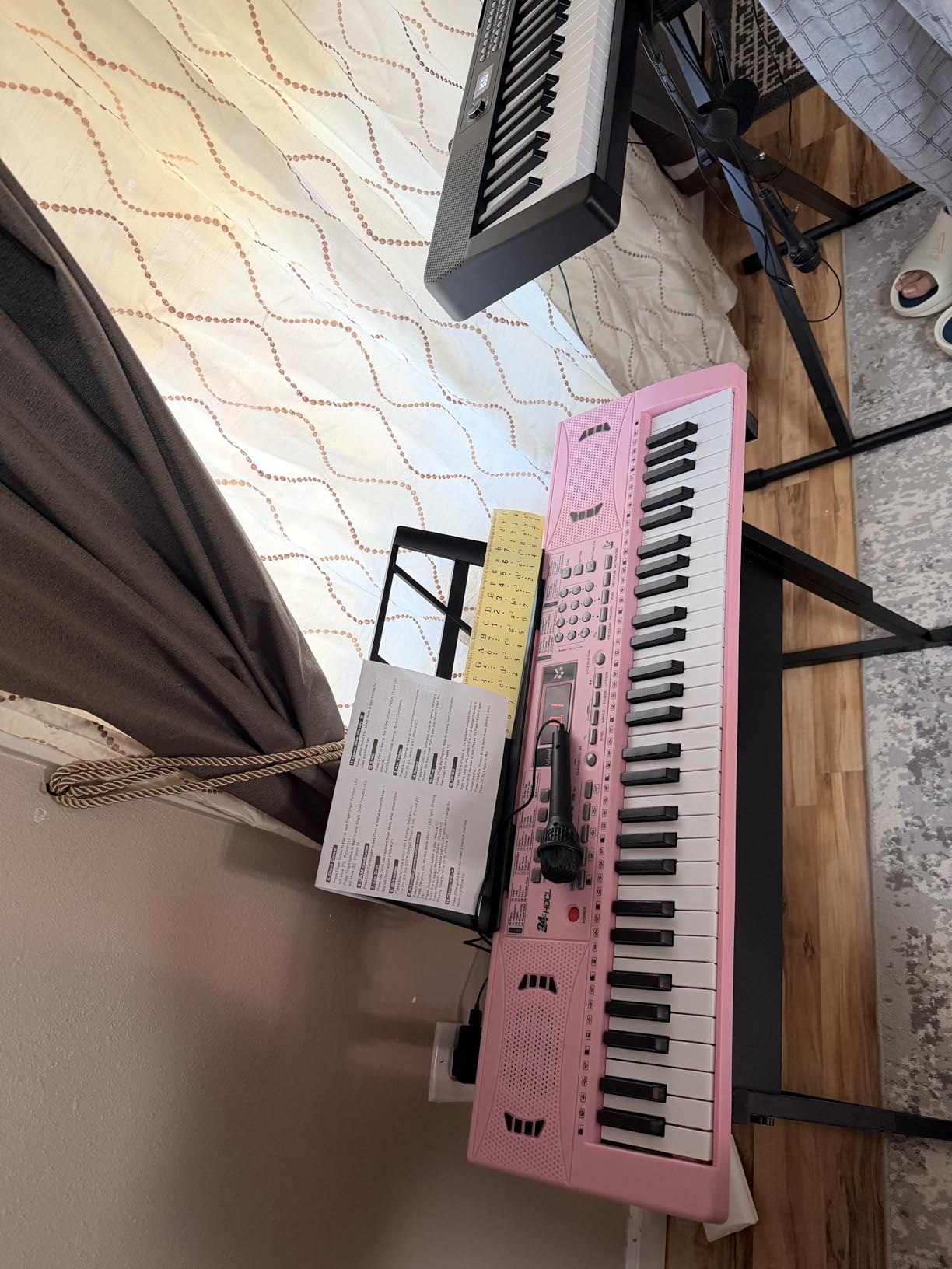 61 Key Electronic Keyboard, Kids Portable Music Keyboard with 100 Tones & Rhythms, Recording & Programming, Gift for Children Early Education Beginners, Pink customer photo 2