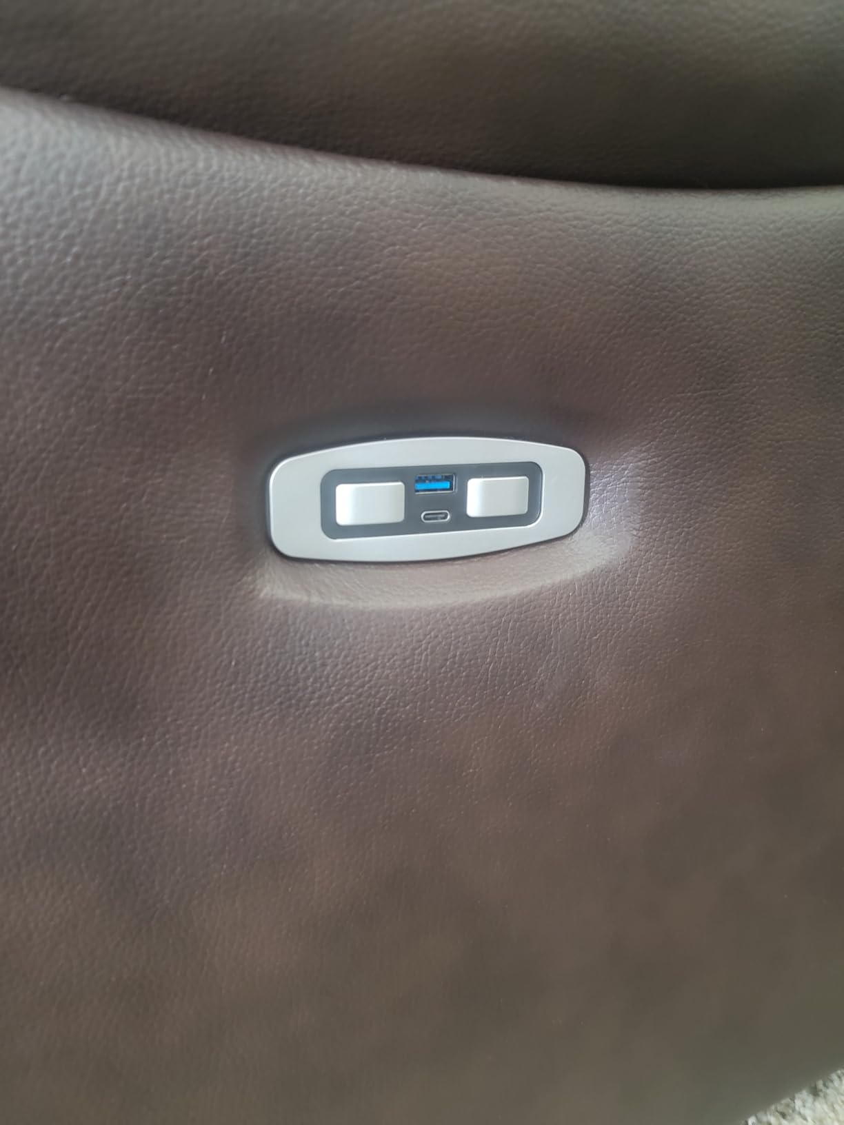 Signature Design by Ashley Leesworth Power Reclining Loveseat, Ocean Blue - Space-saving zero wall design, Top grain leather touchpoints, Built-in zero-draw USB ports, 32 in minimum doorway width customer photo 2