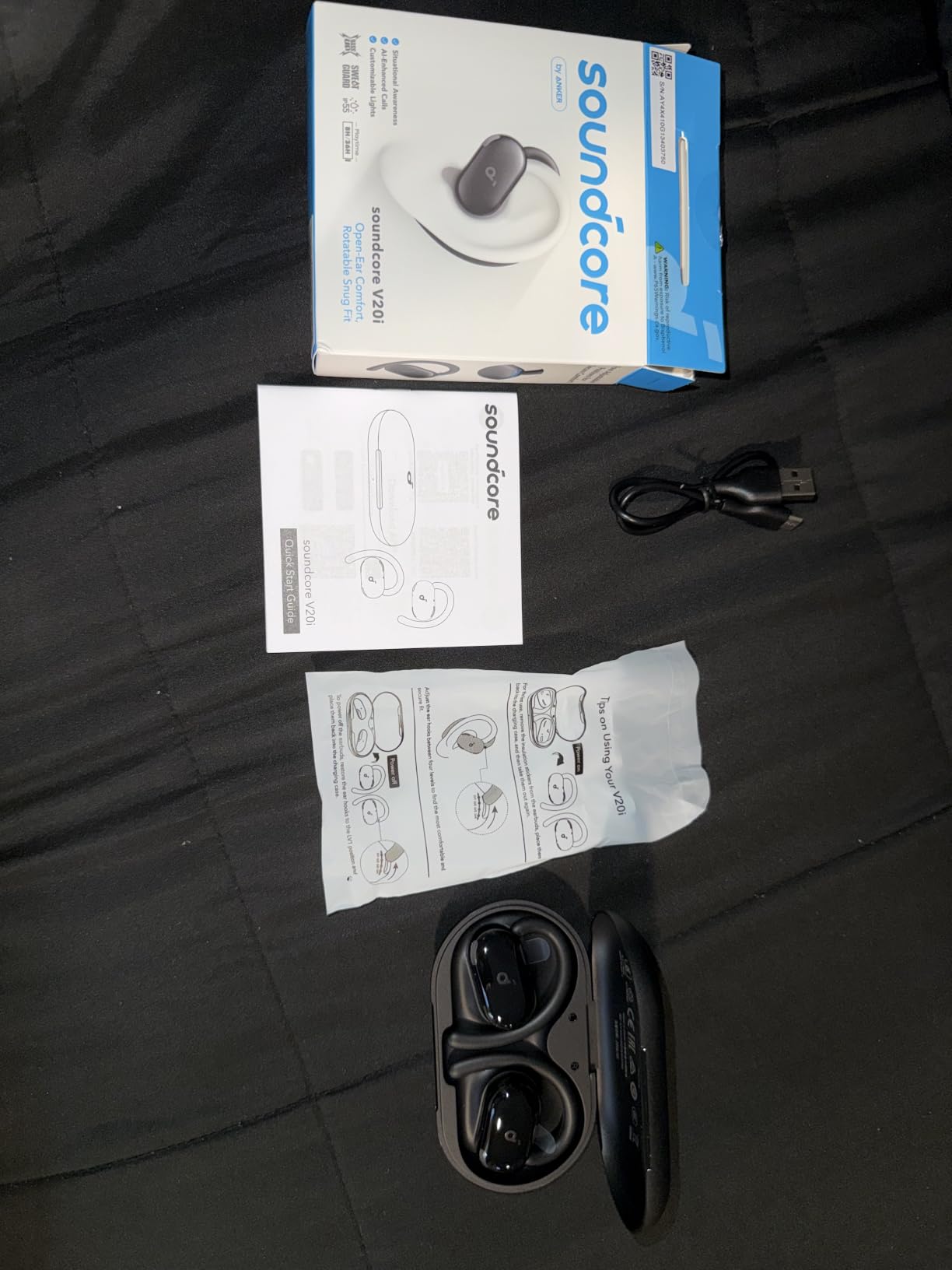 Soundcore V20i by Anker Open-Ear Headphones, Adjustable Ear Hooks, Ultra-Comfort, Snug Fit, Powerful Sound, Clear Calls, IP55, 36H Playtime, Bluetooth 5.4 Wireless Earbuds, Multipoint Connection customer photo 2