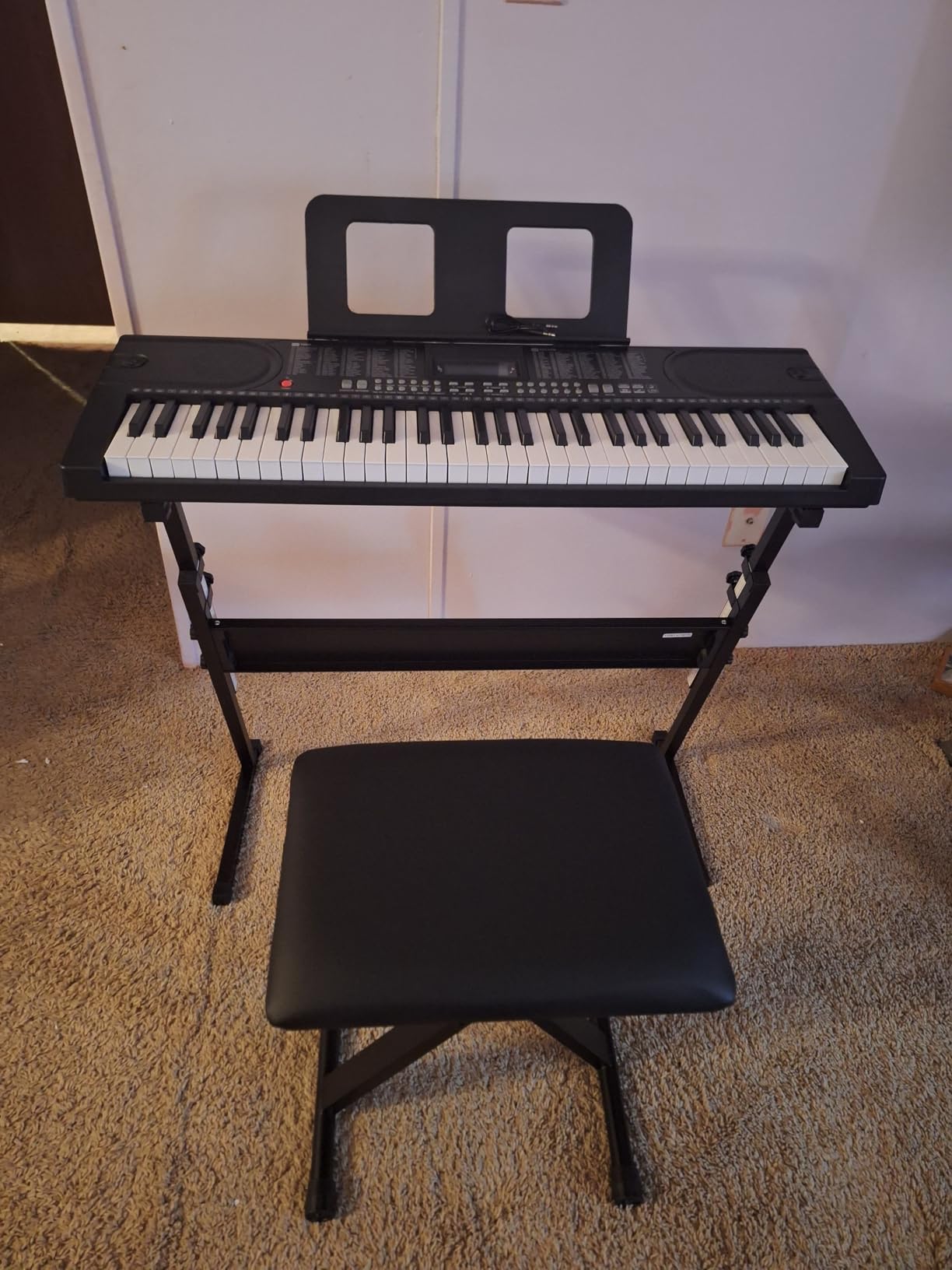 Ktaxon 61 Key Keyboard Piano, Electric Keyboard Piano | Adjustable Stand & Stool, Headphones, Microphone, Stickers| 3 Teaching & Dual Power| Full Equipment for Beginner-Gloss Black customer photo 1