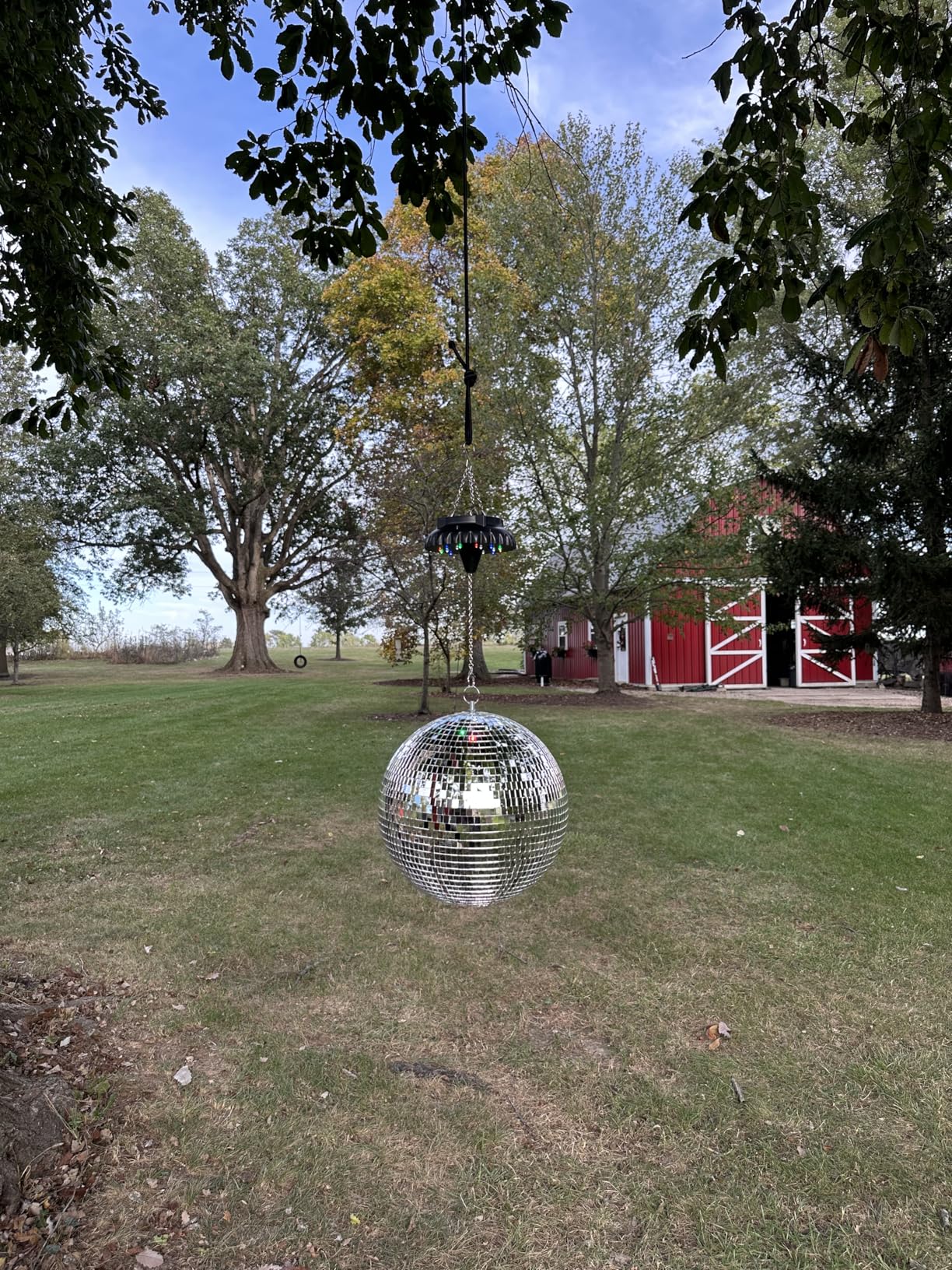 Disco Ball Motor Rotating with Light: Rechargeable Disco Ball Spinner | Mirror Ball Motor with Remote Adjustable Speed - 18 RGBW LED Light for Wedding Party Decor customer photo 2