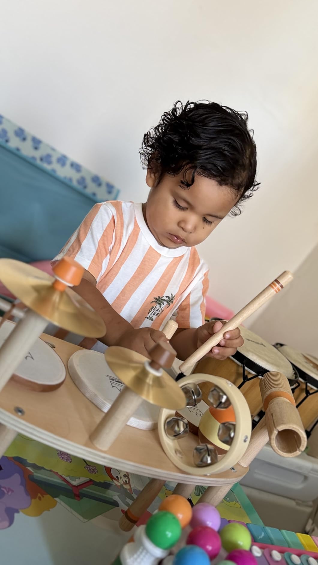 Kids Drum Set - Montessori Toys for 2 Year Old Boy Girl Birthday Gifts, 11 in 1 Wooden Musical Instruments for Toddlers 2-3 customer photo 2