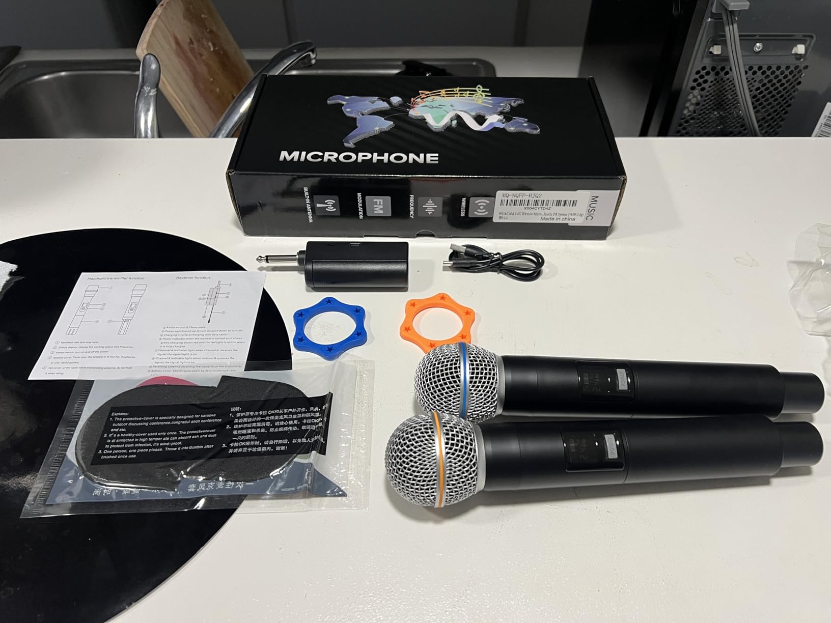 2.4G Wireless Microphone,Dual Microphones for Karaoke, Wireless Dynamic Microphone with Rechargeable Receiver,Plug and Play,Suitable for Speech, Wedding, Church, PA System (W58-2.4g) customer photo 1