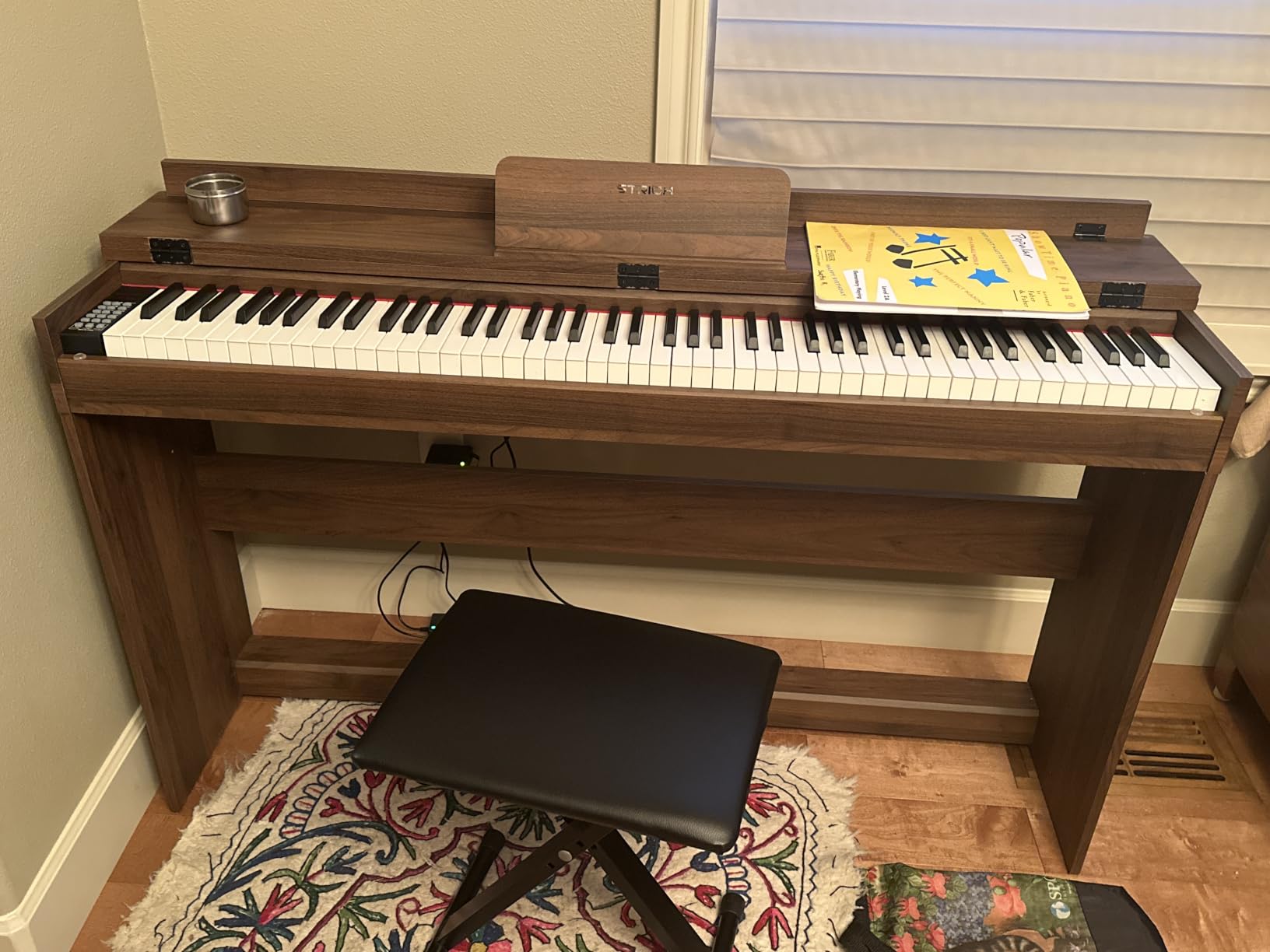 STRICH Digital Piano 88 Keys, Hammer-Action Weighted Keyboard, Full size Electric Piano Keyboard with Furniture Stand, 25Wx2 Speakers, Supports USB-MIDI/Wireless Connect, SDP-300W (Color Walnut Wood) customer photo 1