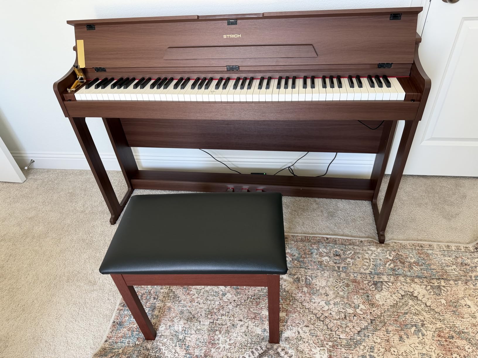 STRICH Digital Piano 88 Keys, Hammer-Action Weighted Keyboard, Full size Electric Piano Keyboard with Furniture Stand, 25Wx2 Speakers, Supports USB-MIDI/Wireless Connect, SDP-300W (Color Walnut Wood) customer photo 2